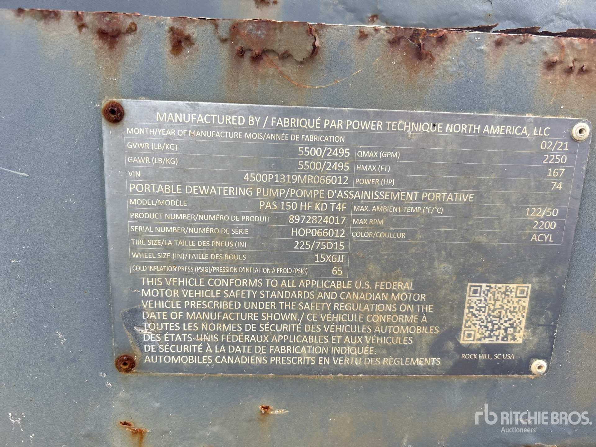 General Appearance with Serial Number / VIN