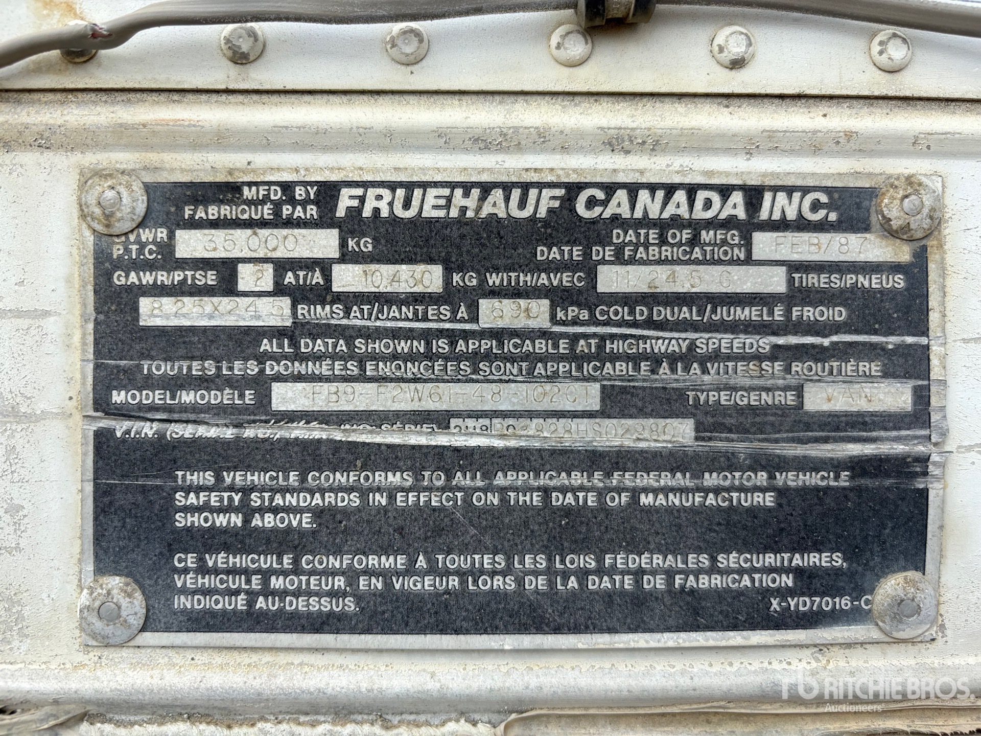 General Appearance with Serial Number / VIN