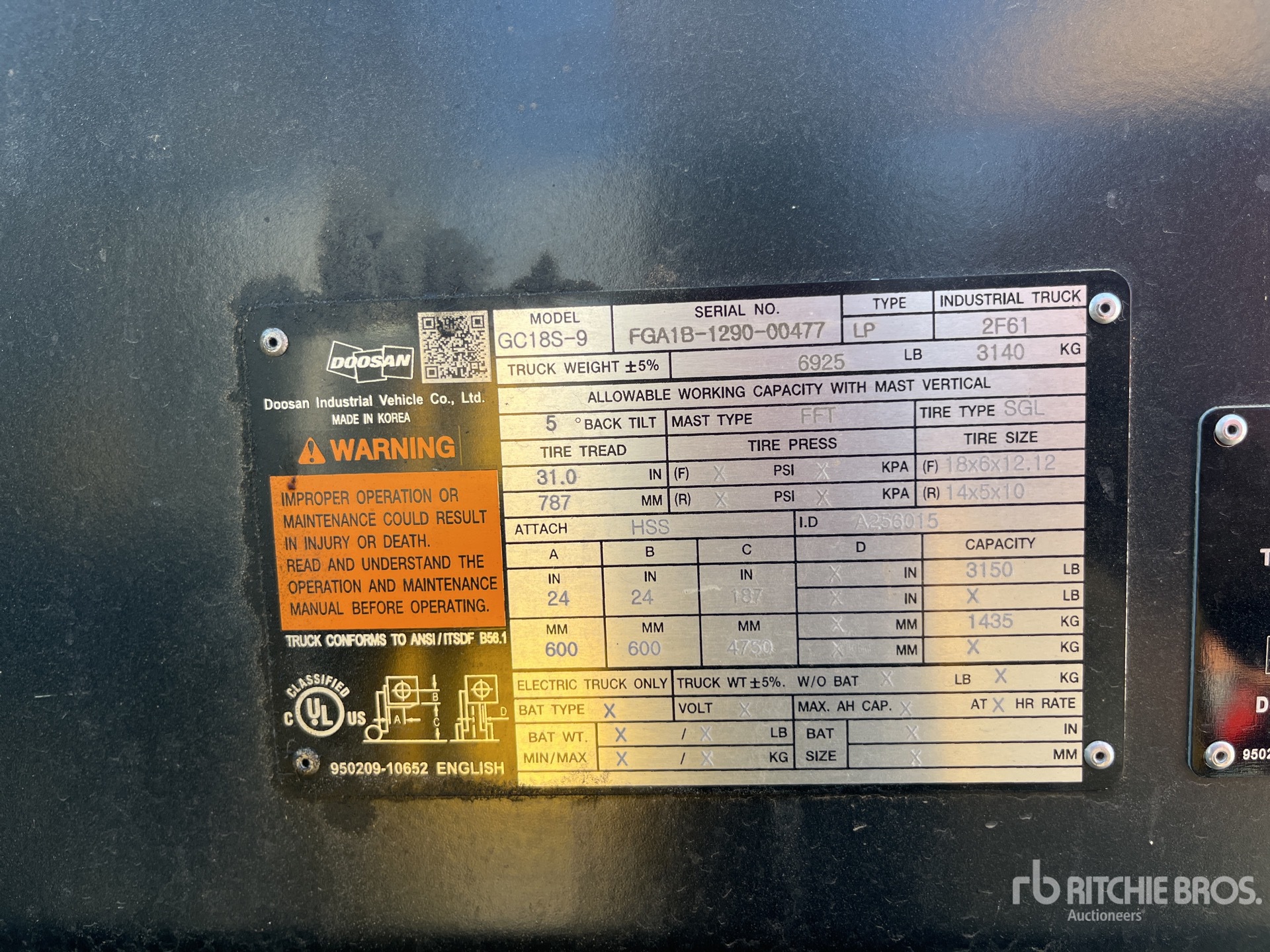 General Appearance with Serial Number / VIN