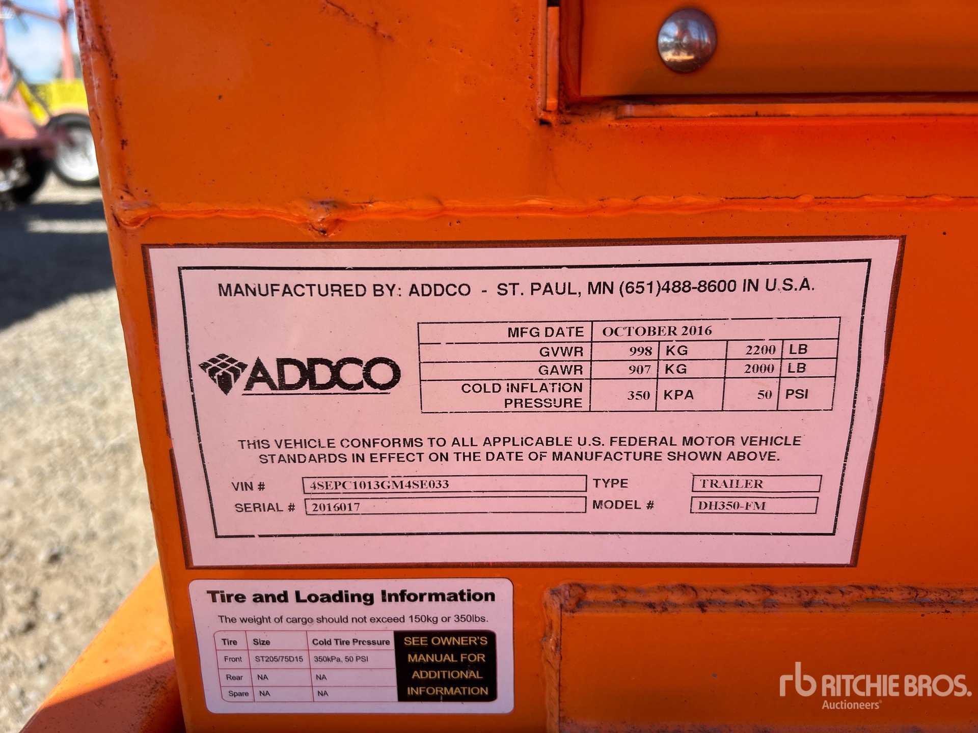 General Appearance with Serial Number / VIN