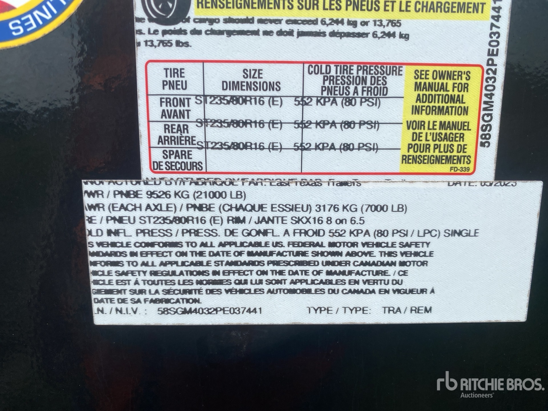 General Appearance with Serial Number / VIN