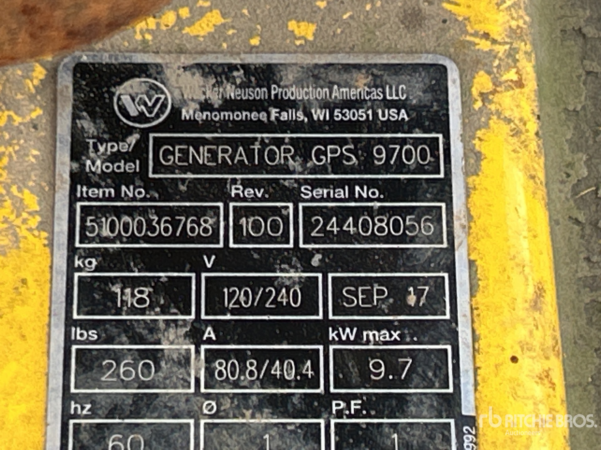 General Appearance with Unit Serial Number