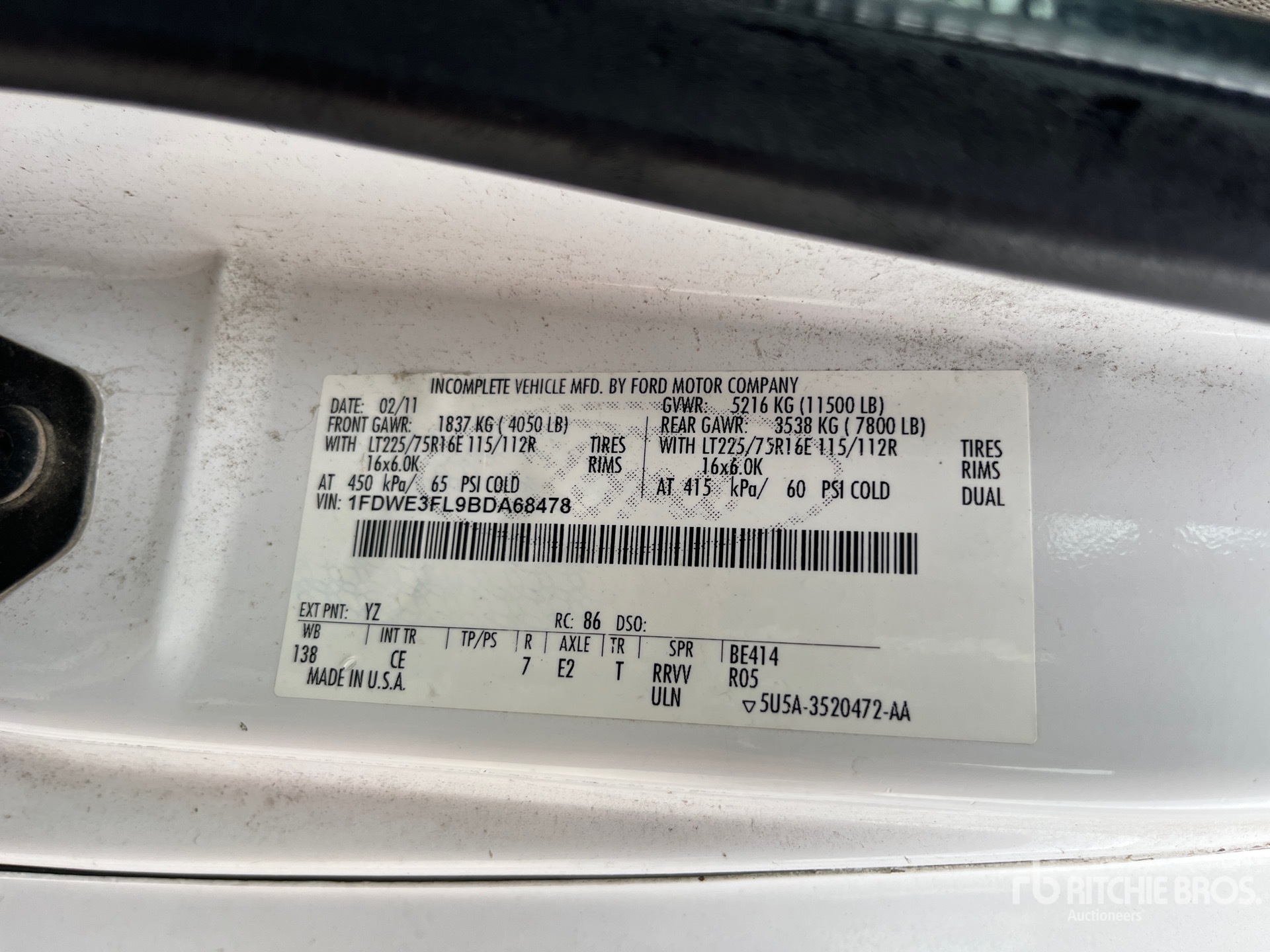 General Appearance with Serial Number / VIN