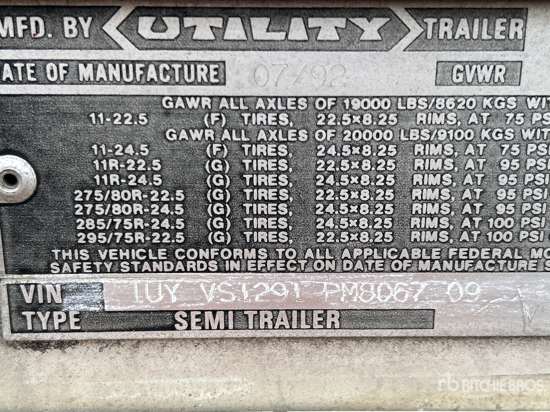 General Appearance with Serial Number / VIN