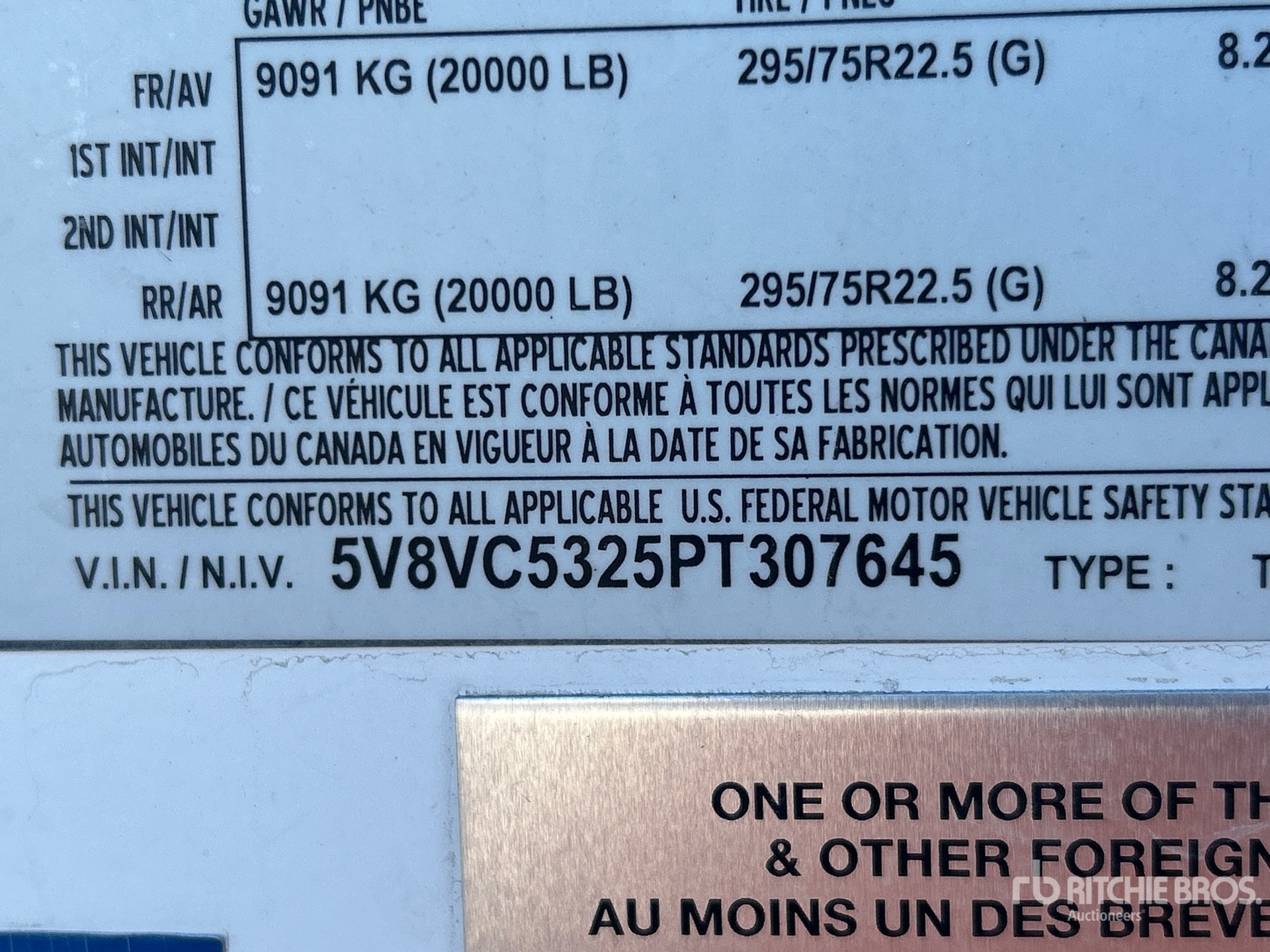 General Appearance with Serial Number / VIN