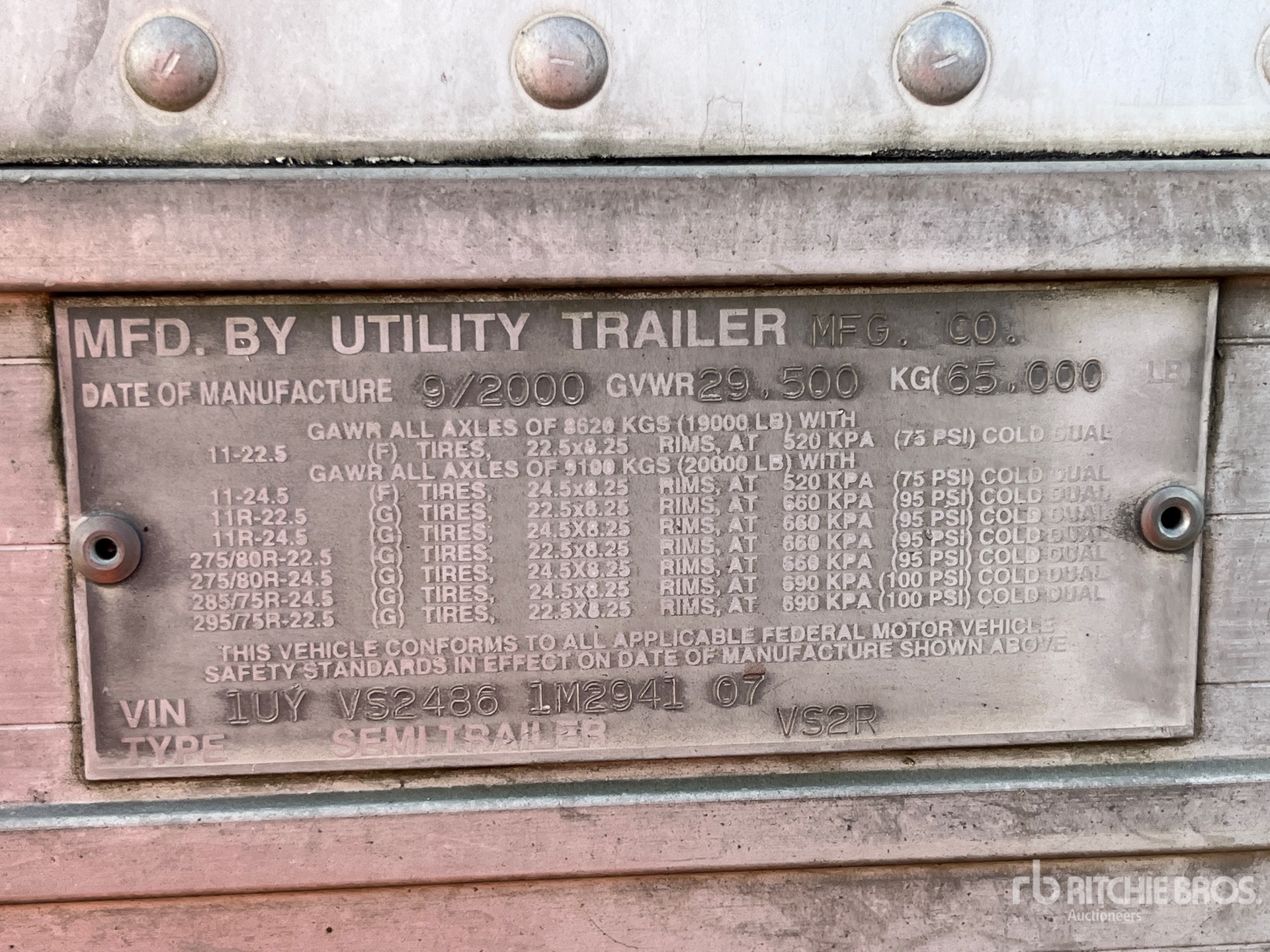 General Appearance with Serial Number / VIN