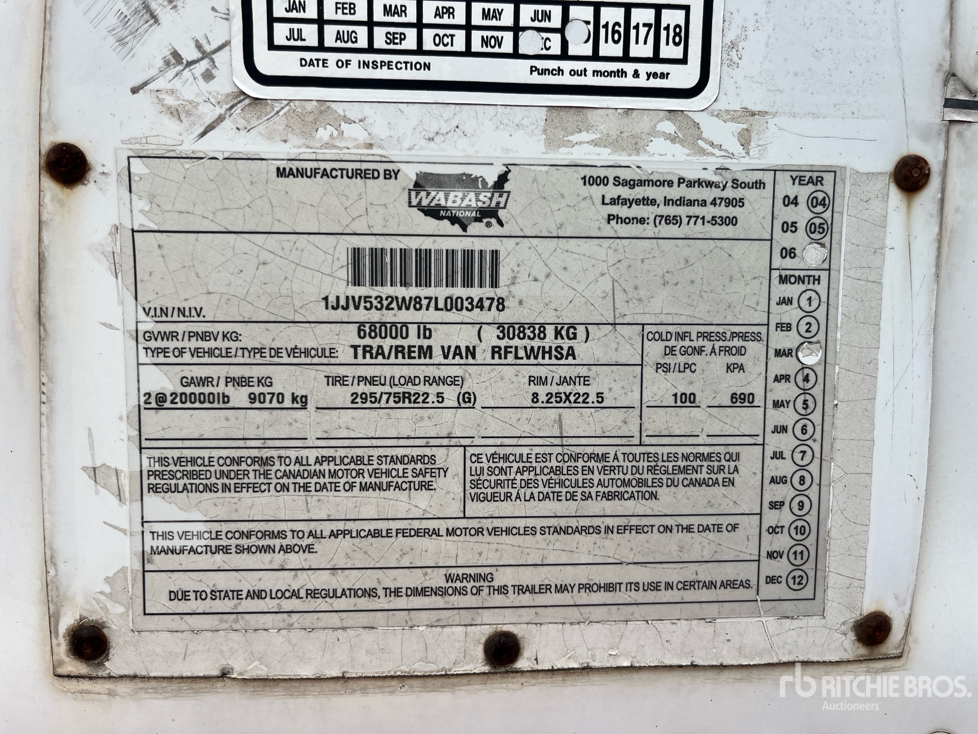 General Appearance with Serial Number / VIN