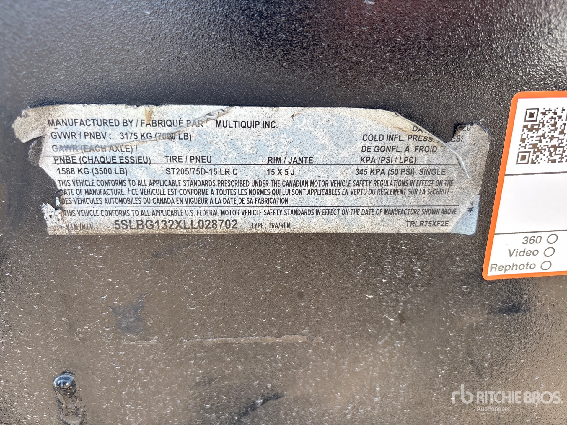 General Appearance with Serial Number / VIN