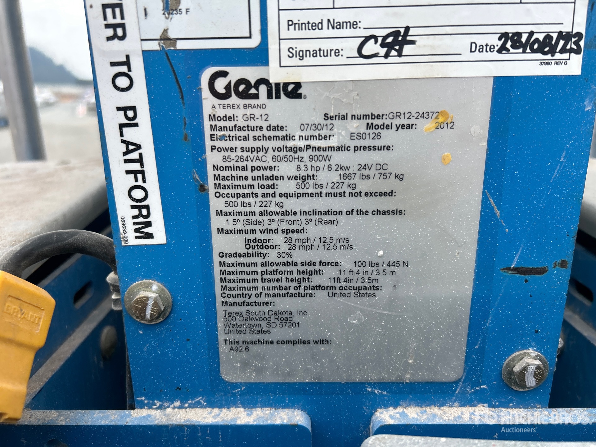 General Appearance with Serial Number / VIN