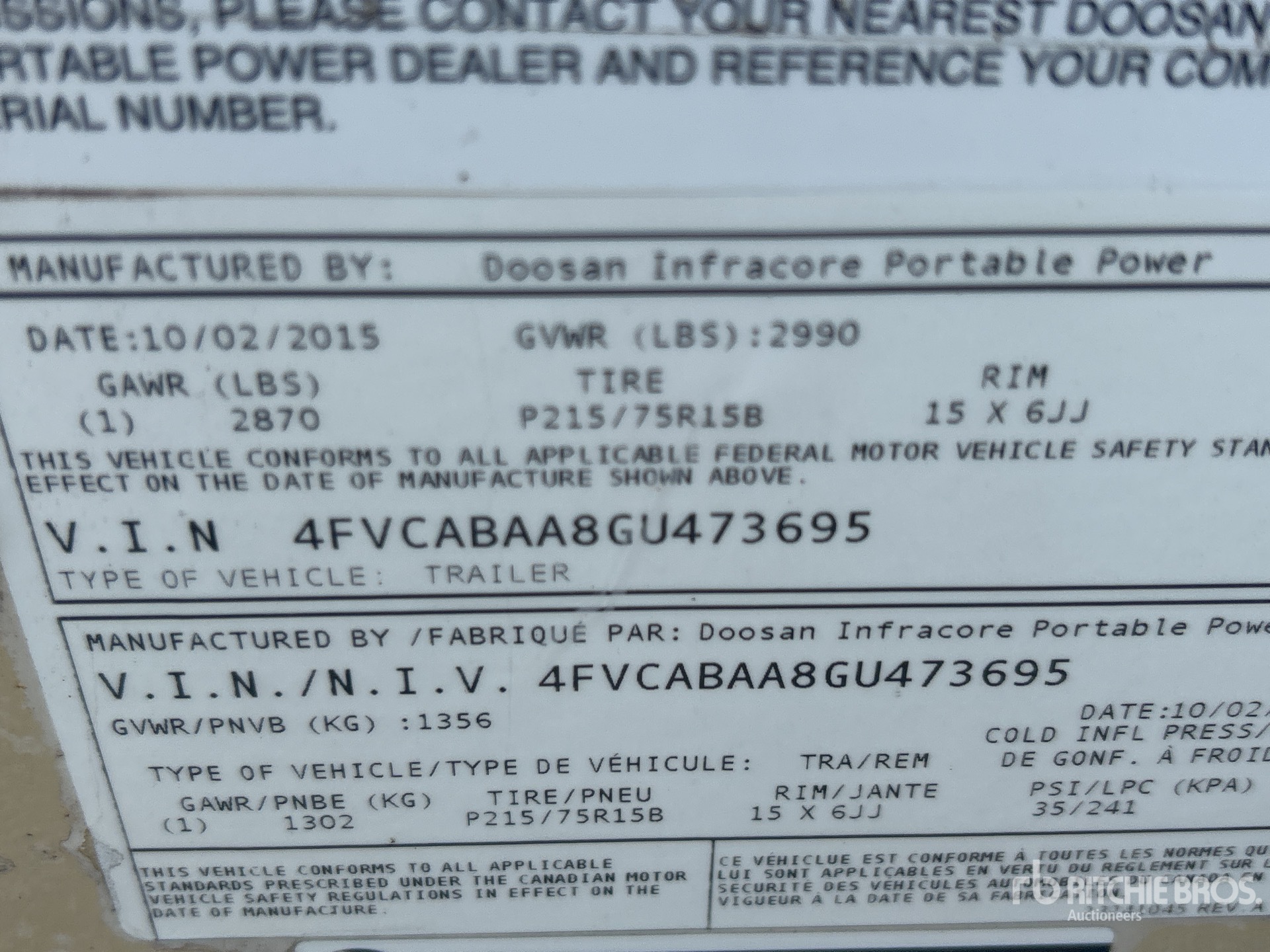 General Appearance with Serial Number / VIN