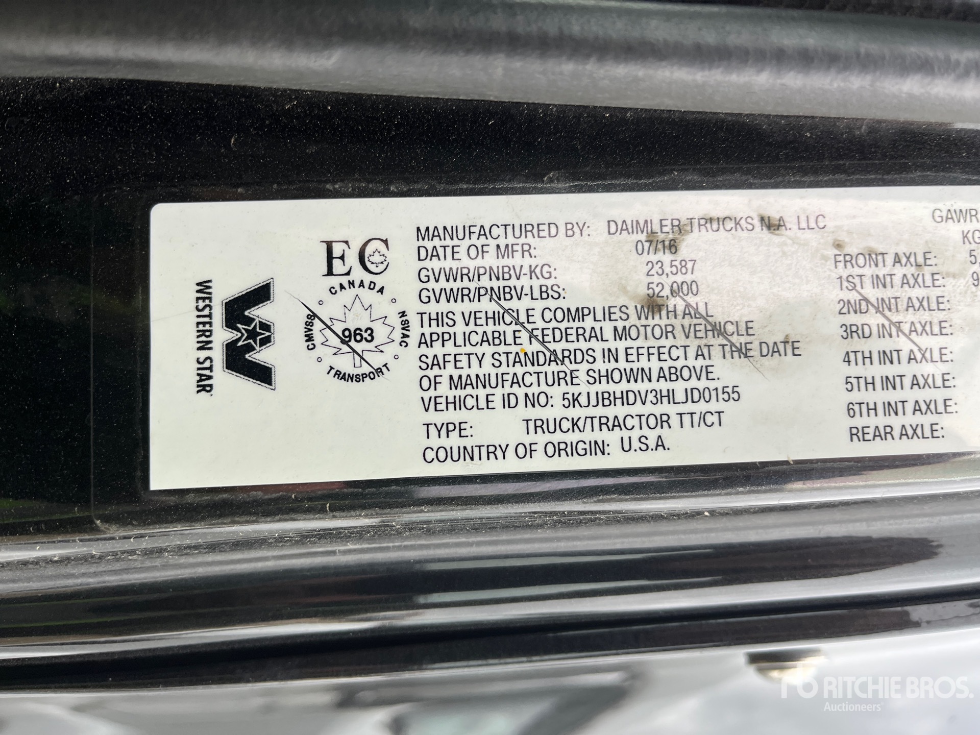 General Appearance with Serial Number / VIN