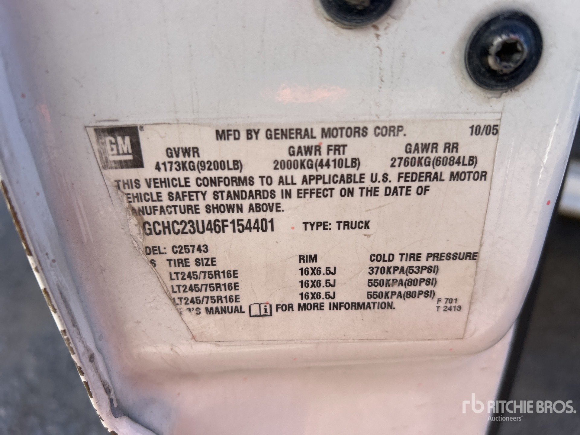 General Appearance with Serial Number / VIN