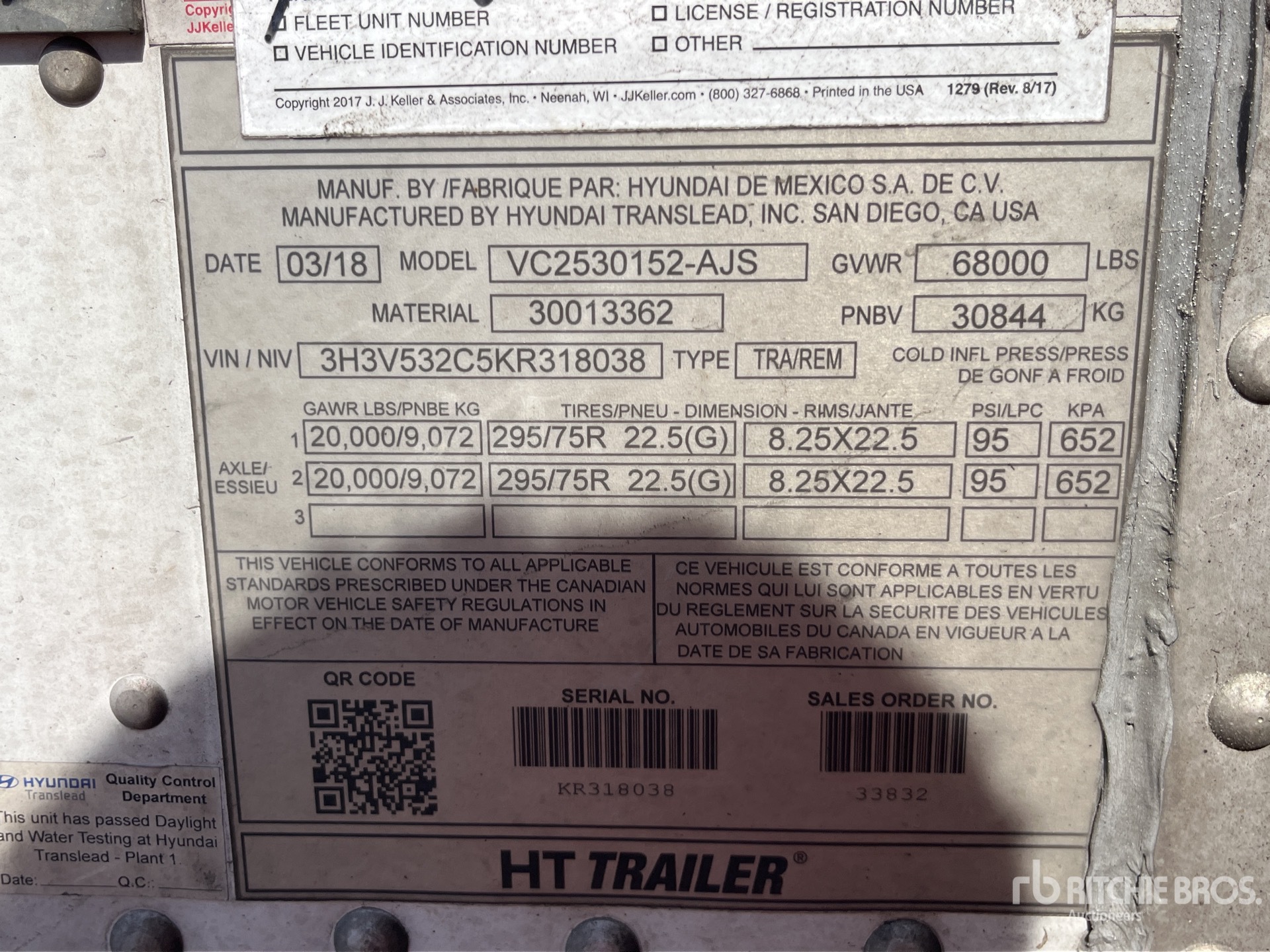 General Appearance with Serial Number / VIN