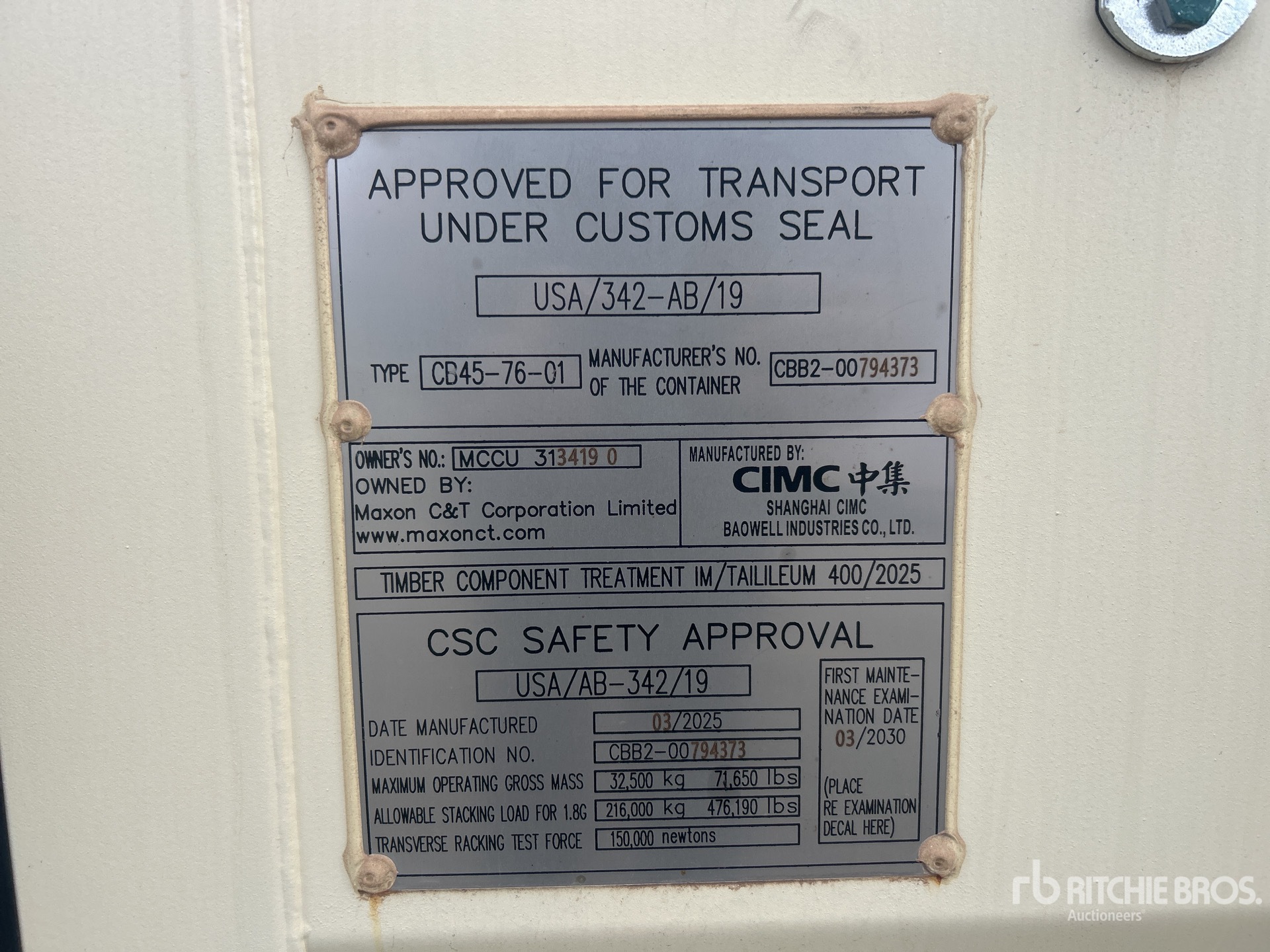 General Appearance with Serial Number / VIN