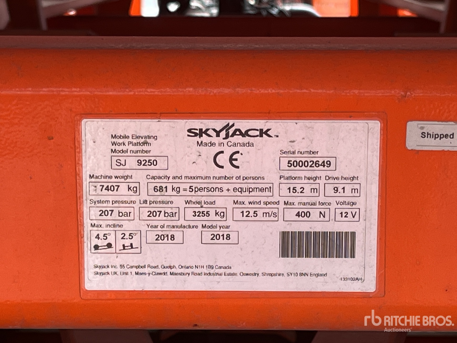 General Appearance with Serial Number / VIN