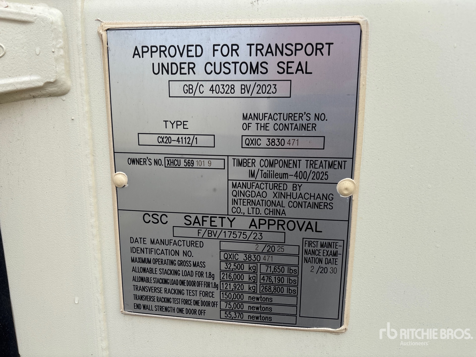 General Appearance with Serial Number / VIN