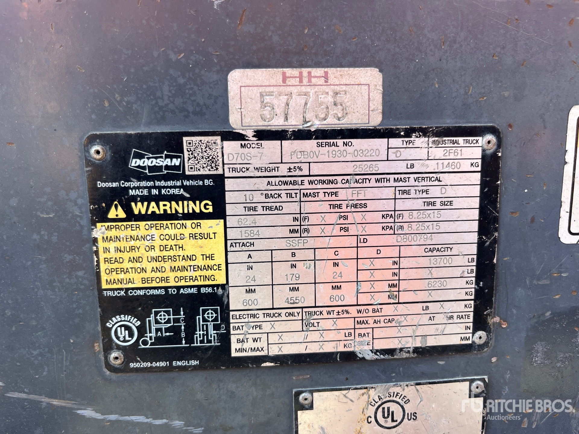 General Appearance with Serial Number / VIN