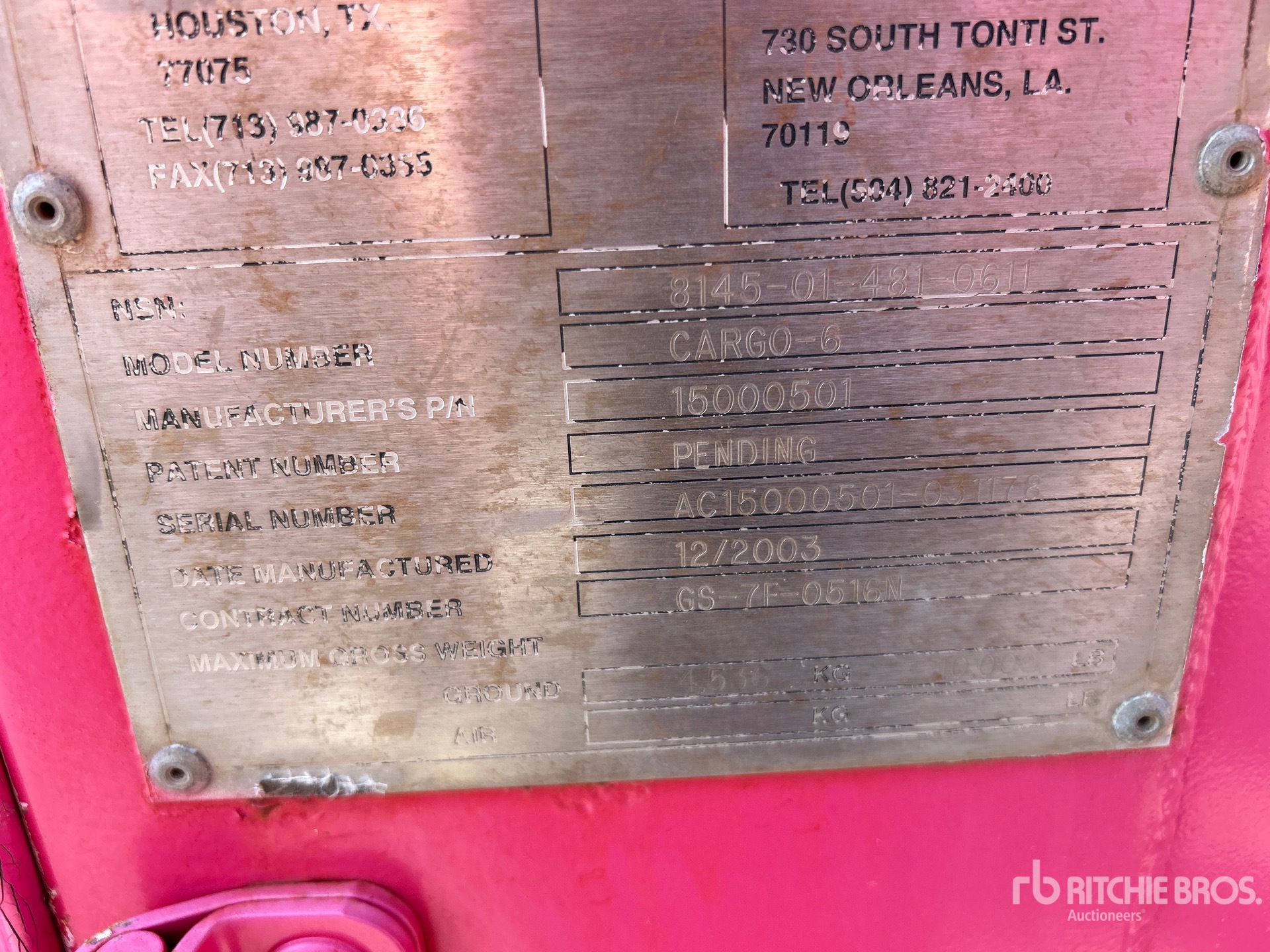 General Appearance with Serial Number / VIN