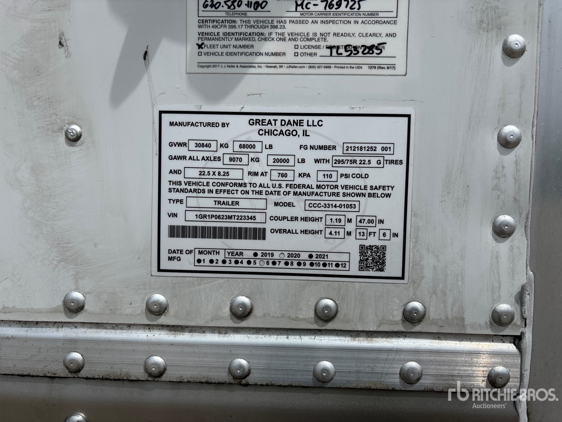General Appearance with Serial Number / VIN