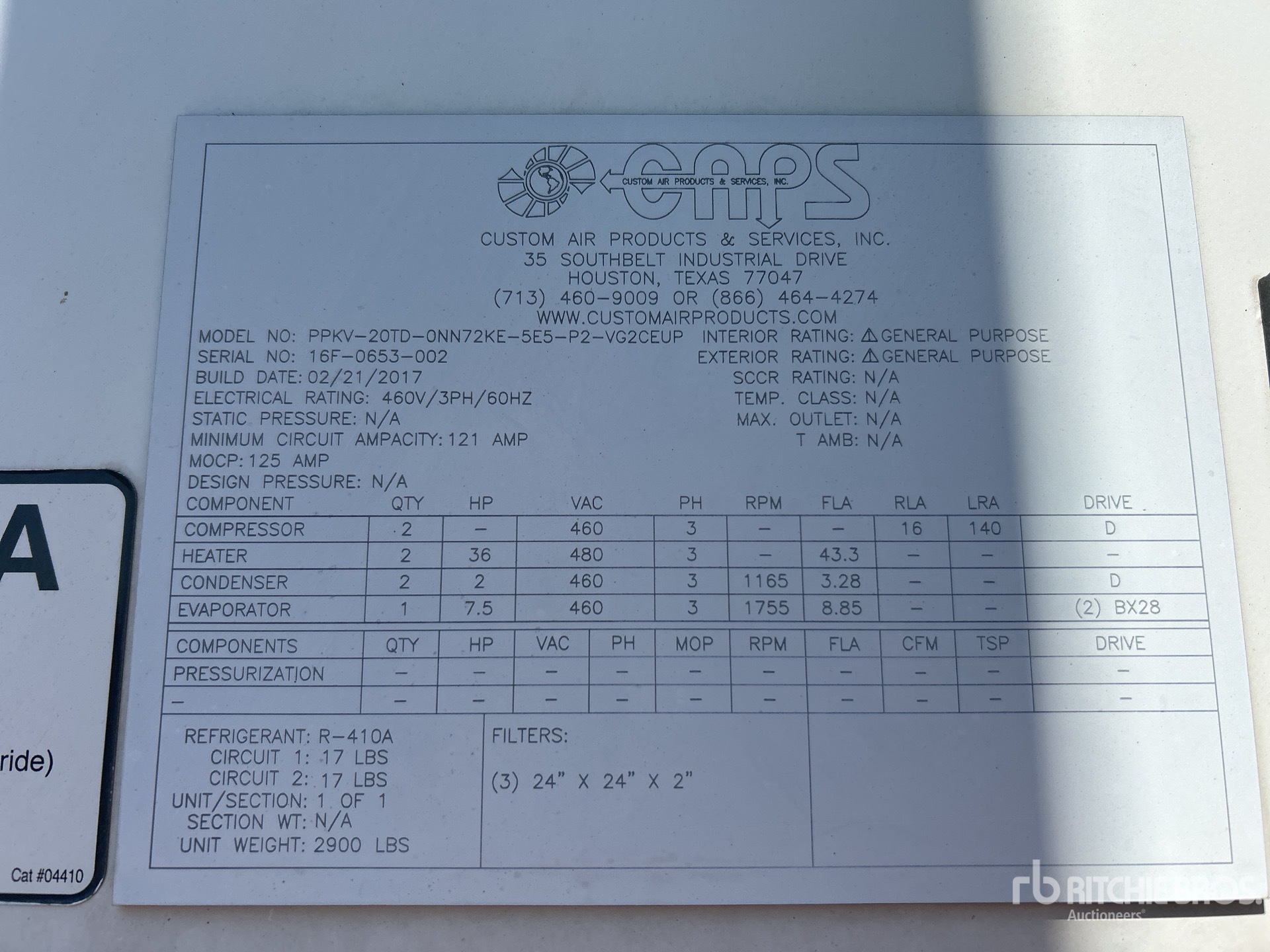 General Appearance with Serial Number / VIN