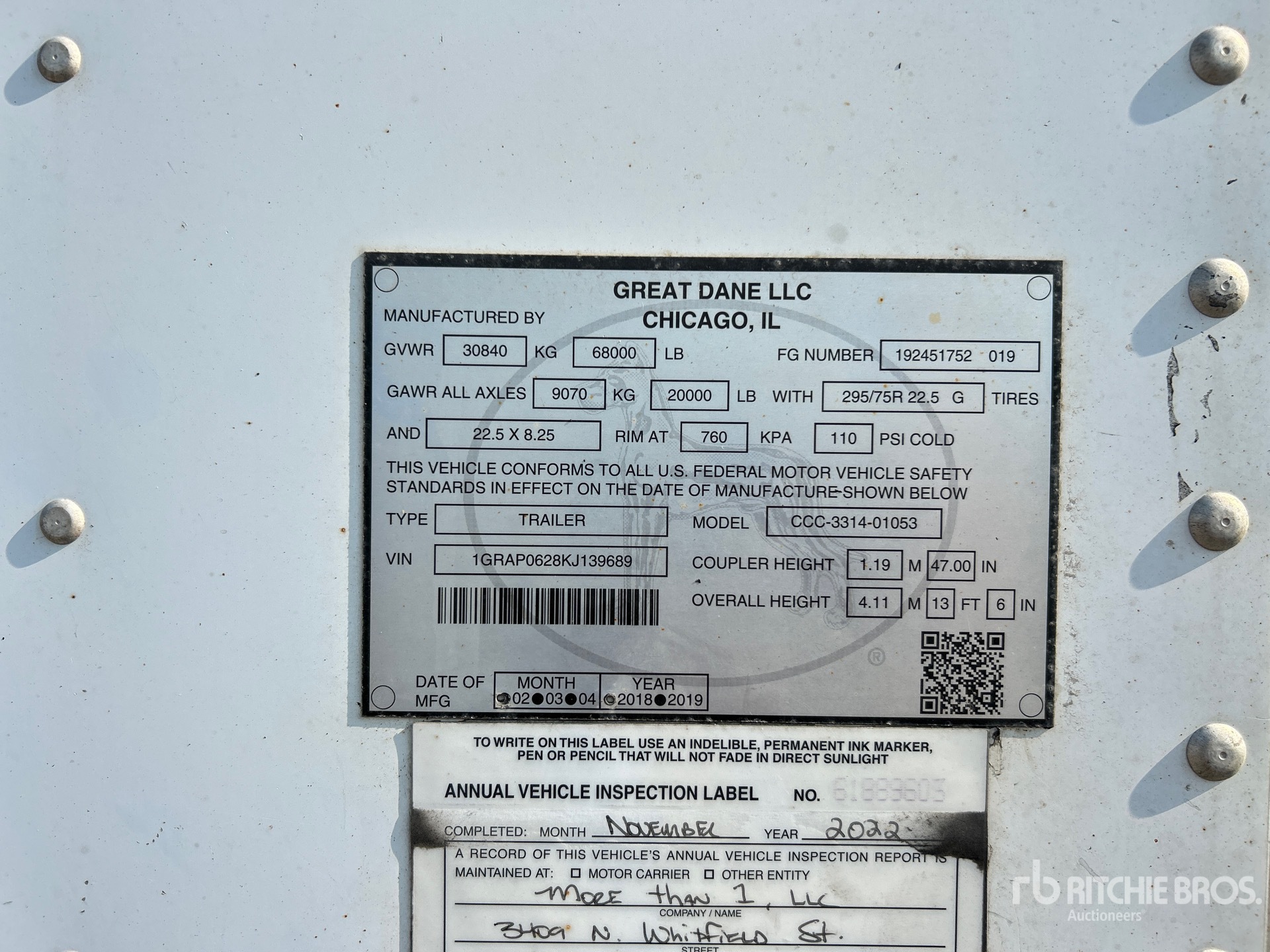 General Appearance with Serial Number / VIN
