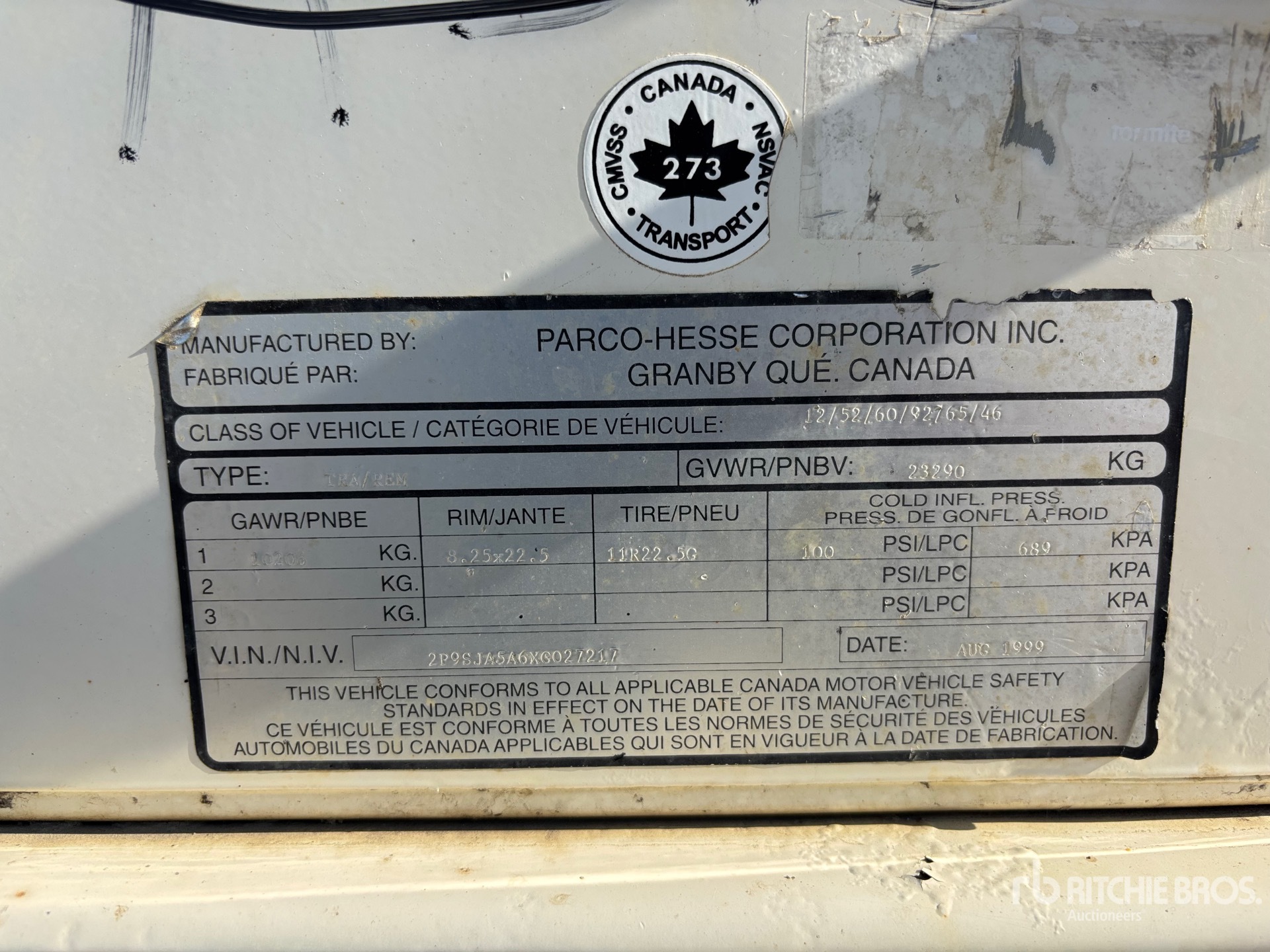 General Appearance with Serial Number / VIN