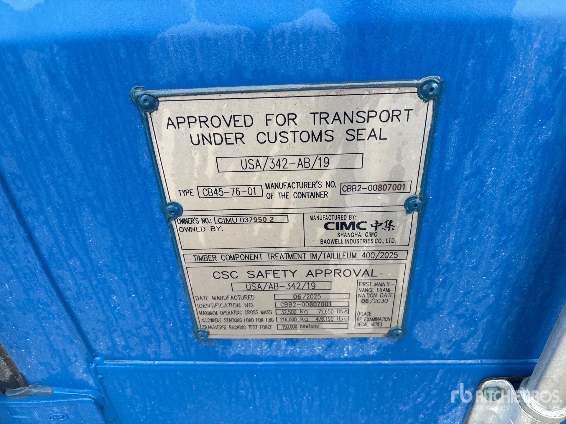 General Appearance with Serial Number / VIN