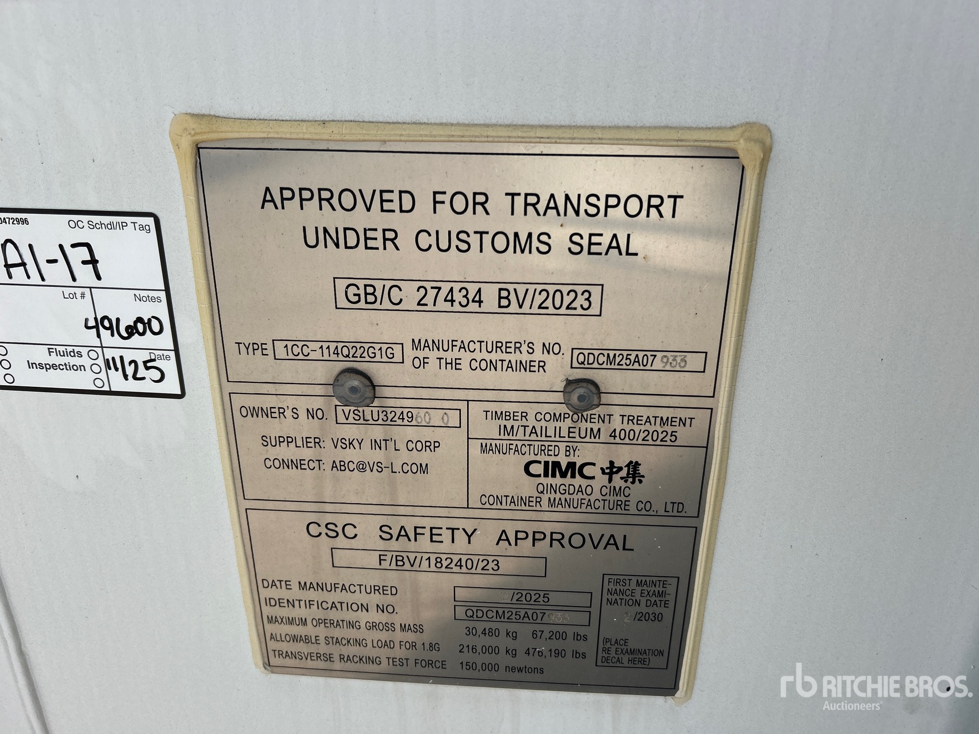General Appearance with Serial Number / VIN