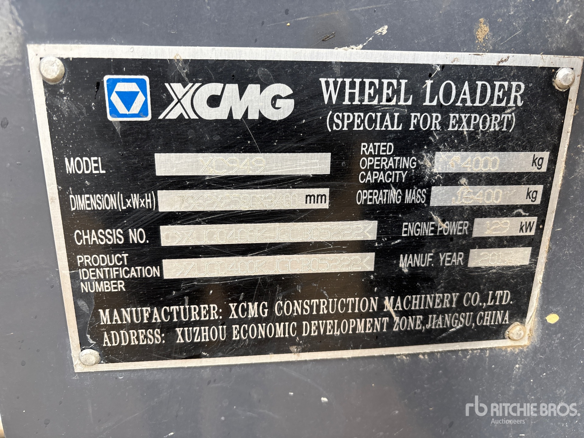 General Appearance with Serial Number / VIN