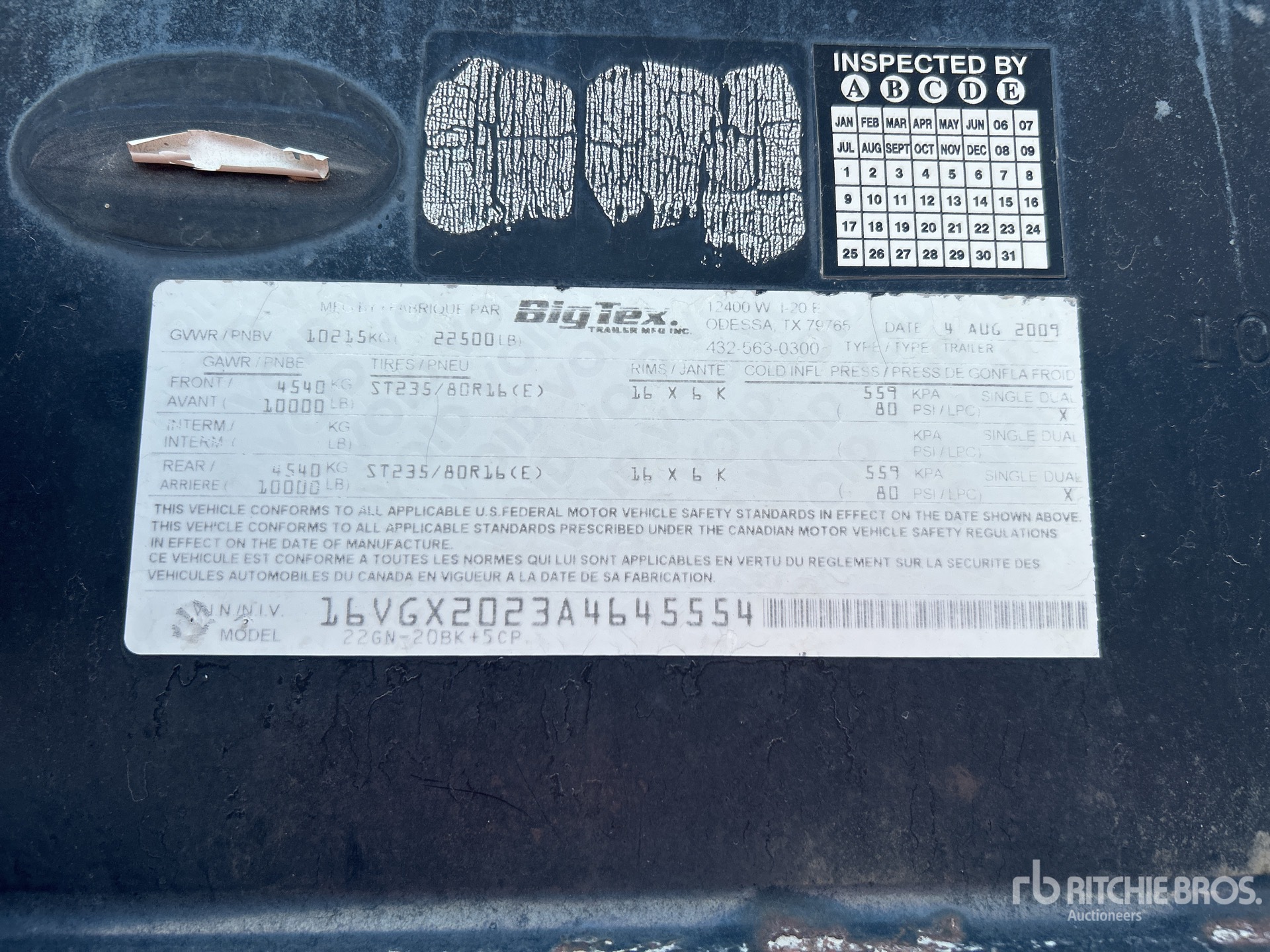 General Appearance with Serial Number / VIN