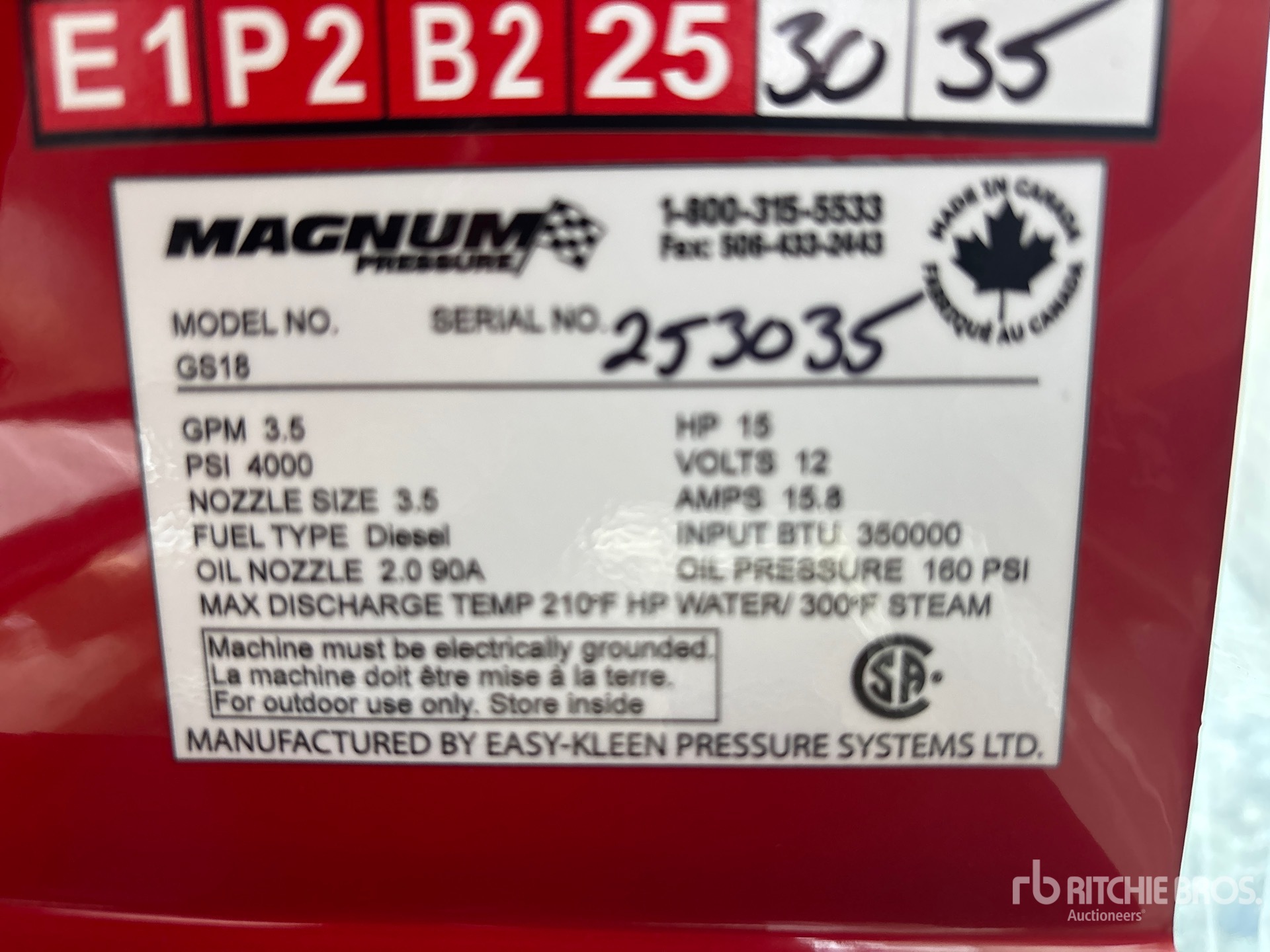 General Appearance with Serial Number / VIN