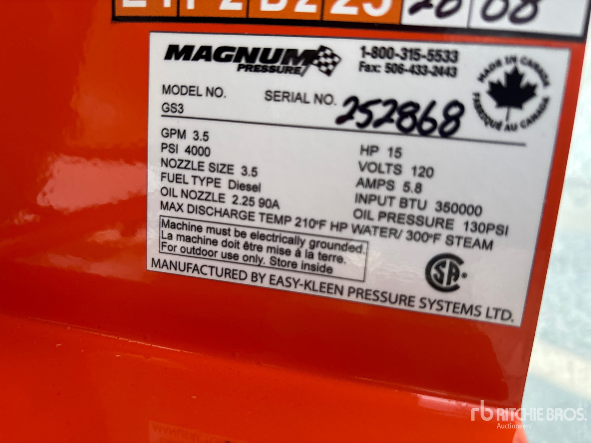 General Appearance with Serial Number / VIN