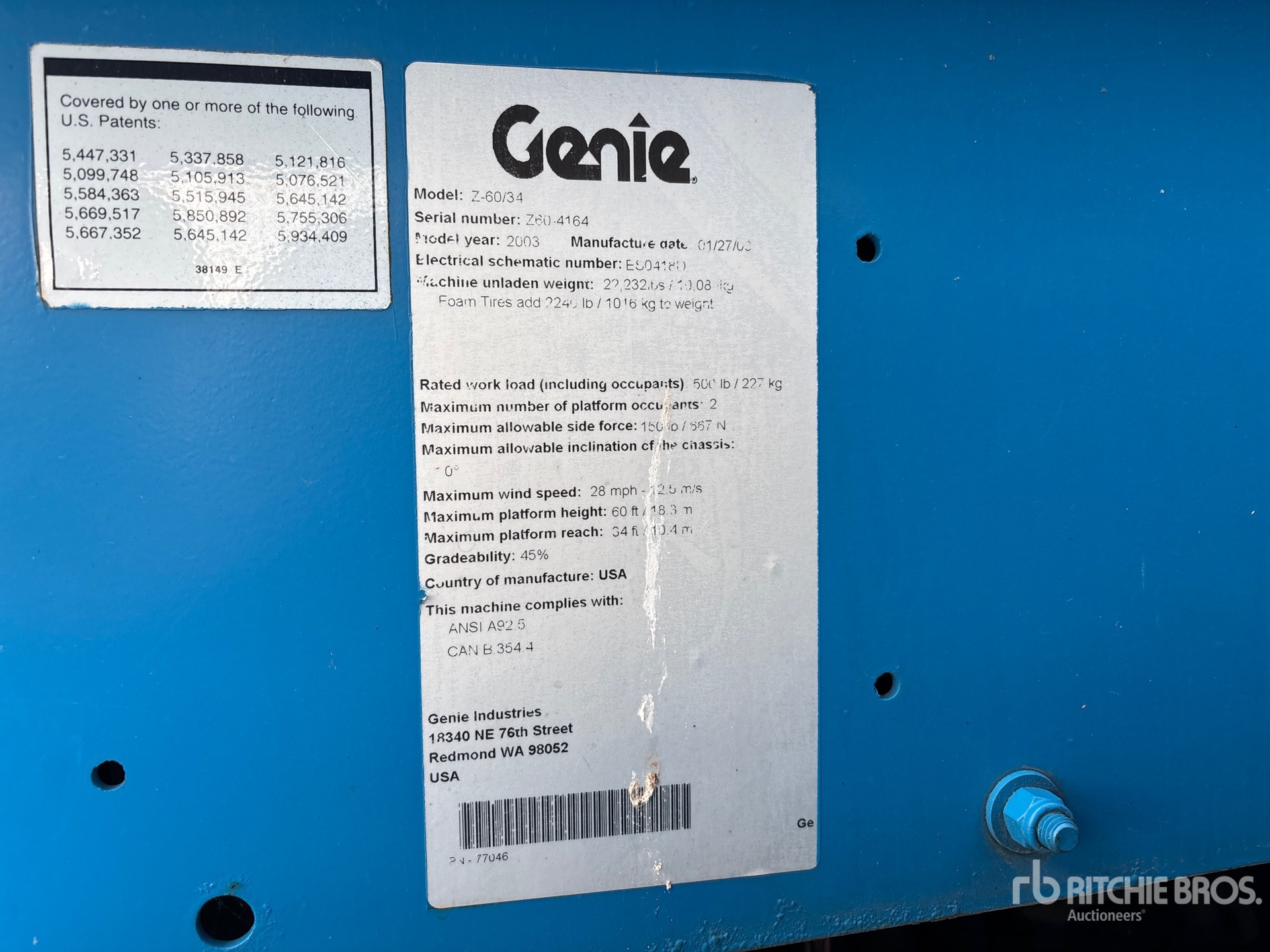 General Appearance with N.º de serie/VIN