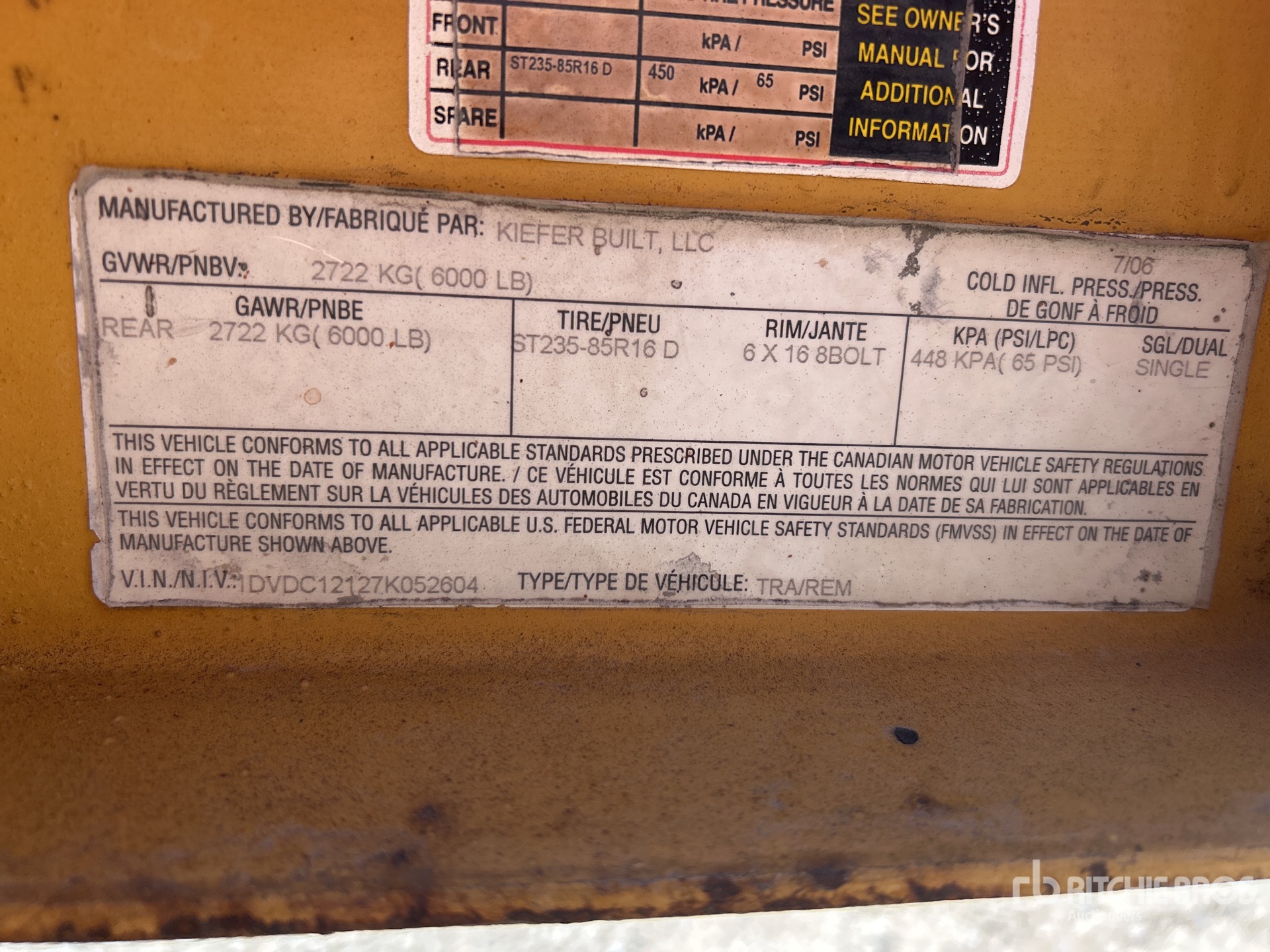 General Appearance with Serial Number / VIN