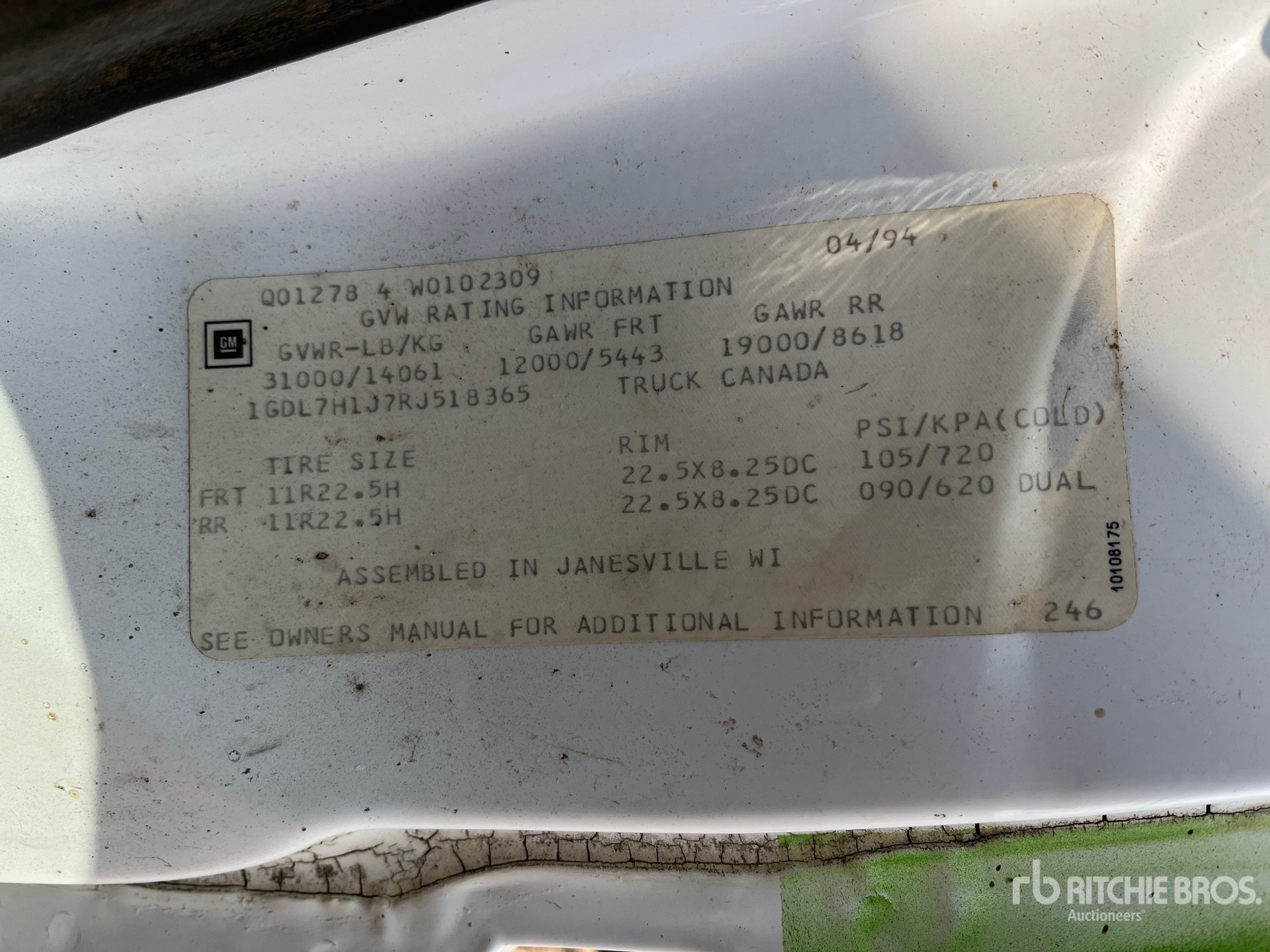General Appearance with Serial Number / VIN