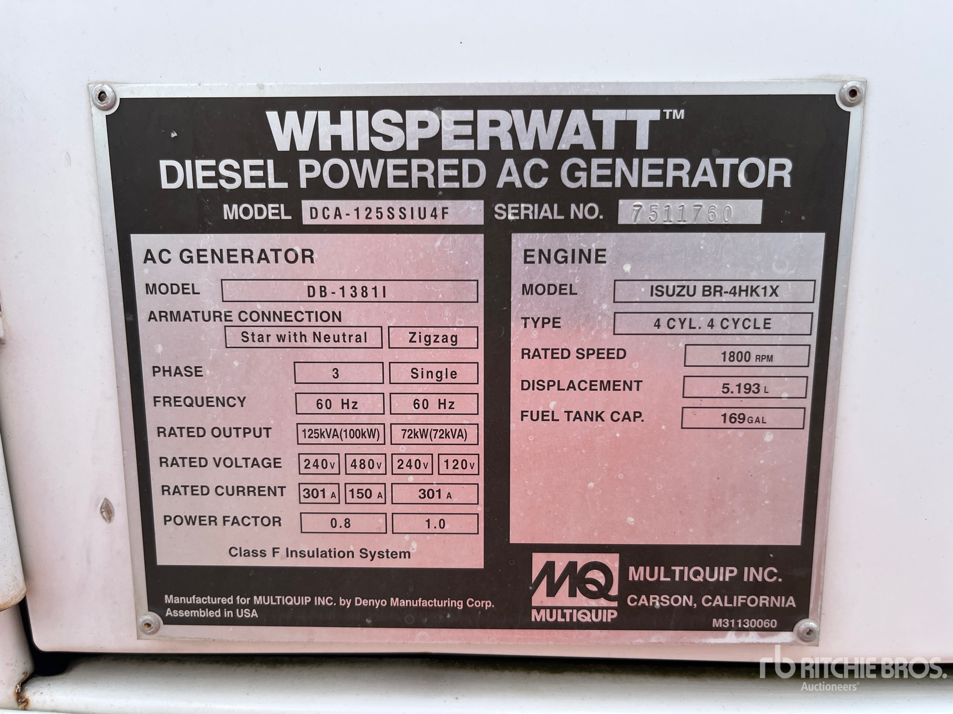 General Appearance with Serial Number / VIN