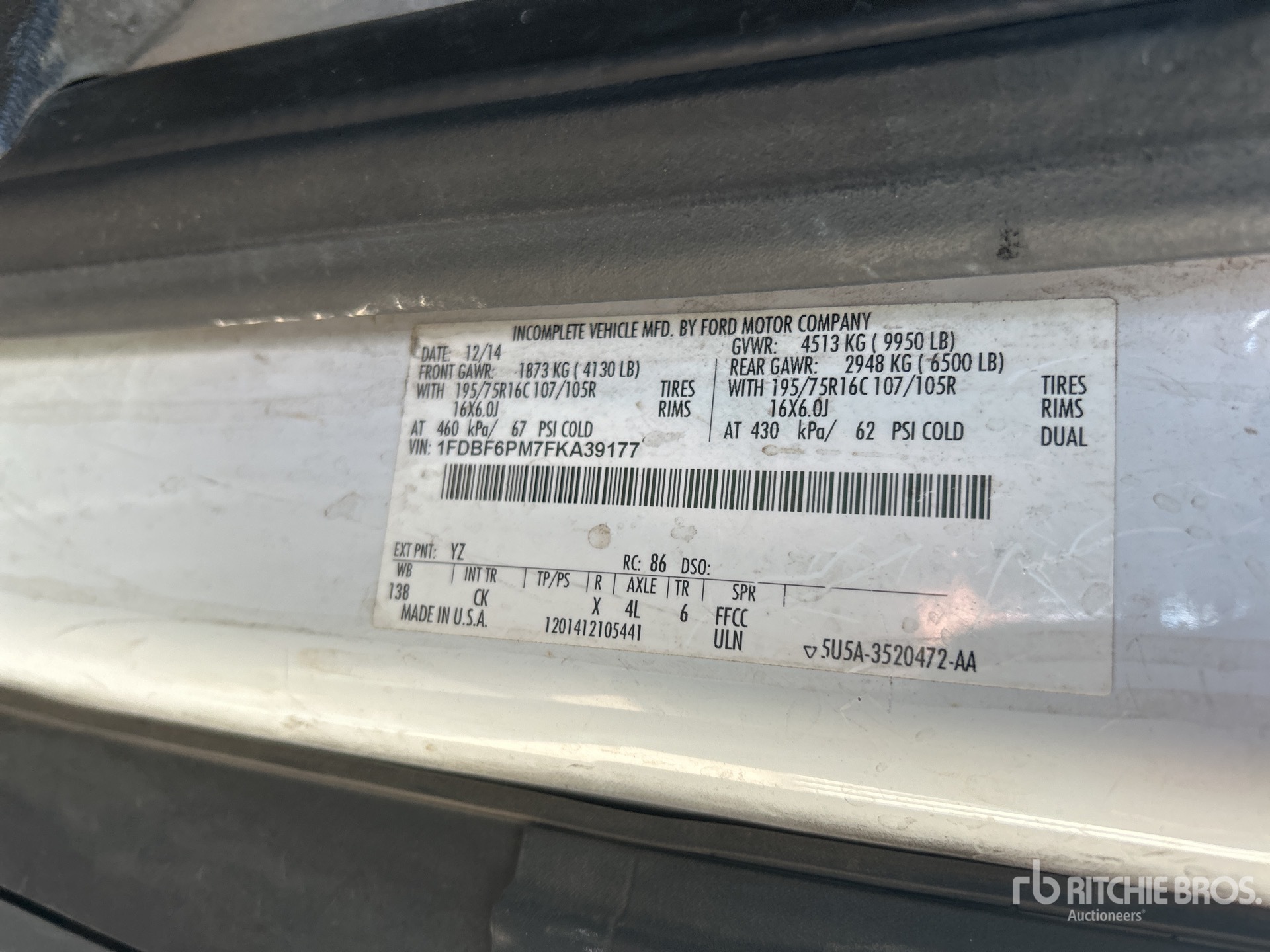 General Appearance with Serial Number / VIN
