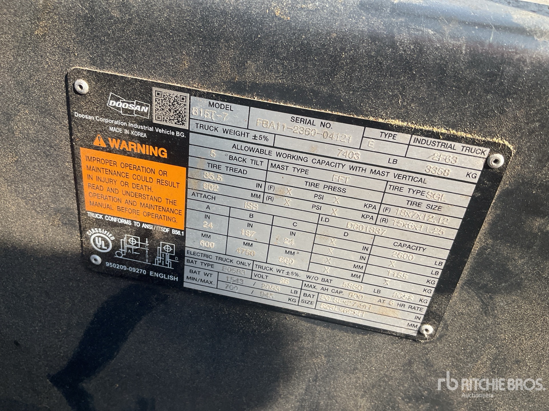 General Appearance with Serial Number / VIN