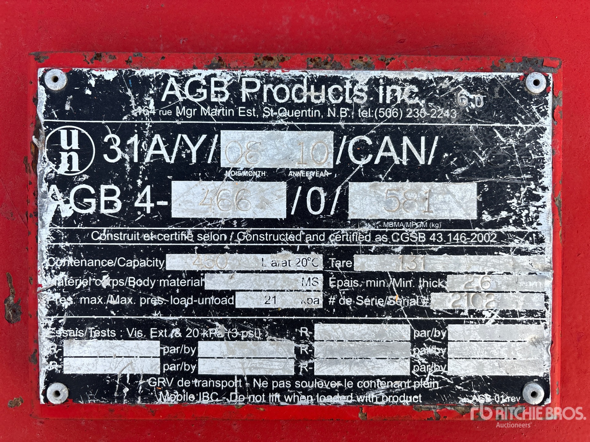 General Appearance with Serial Number / VIN