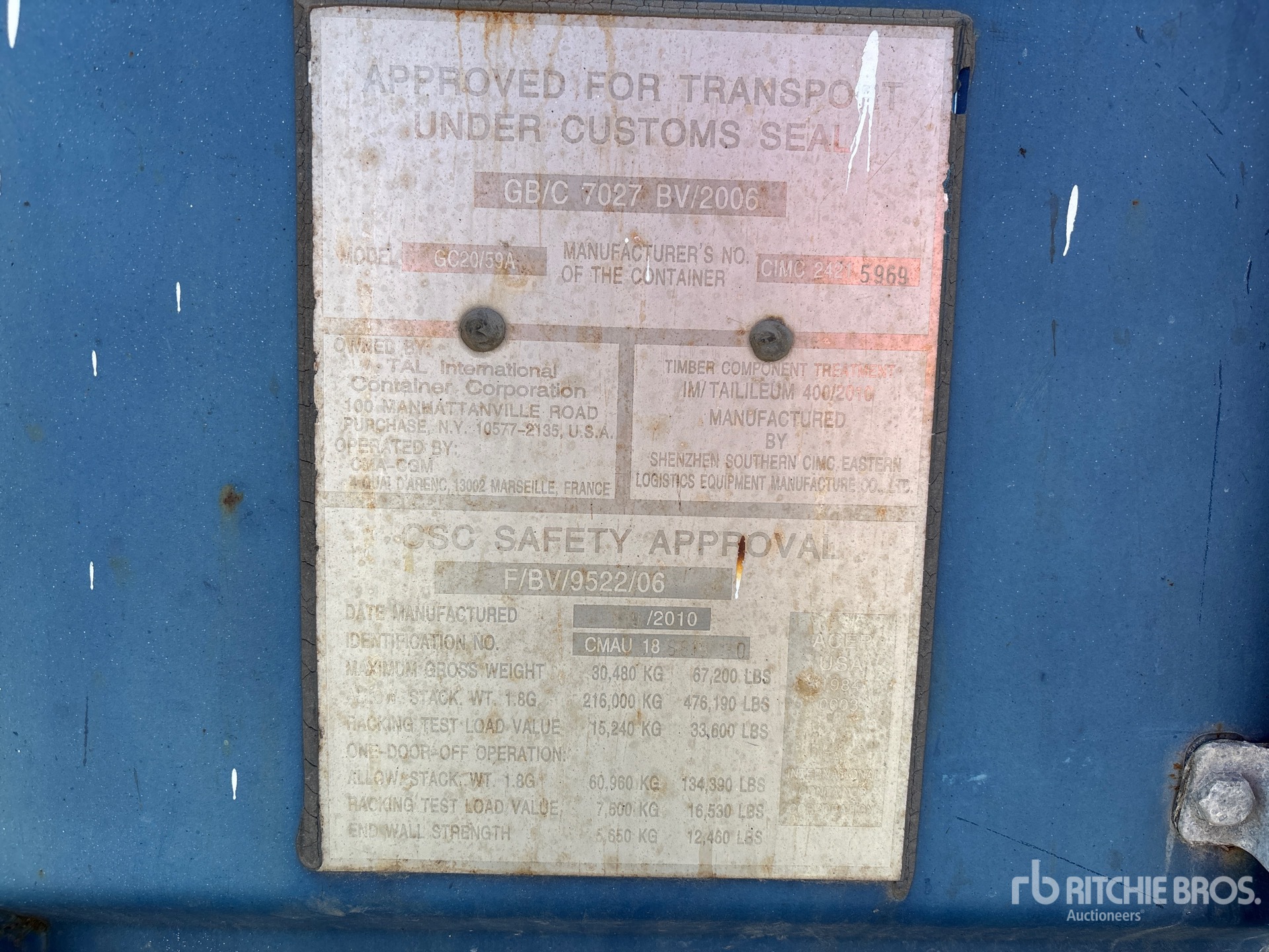 General Appearance with Serial Number / VIN