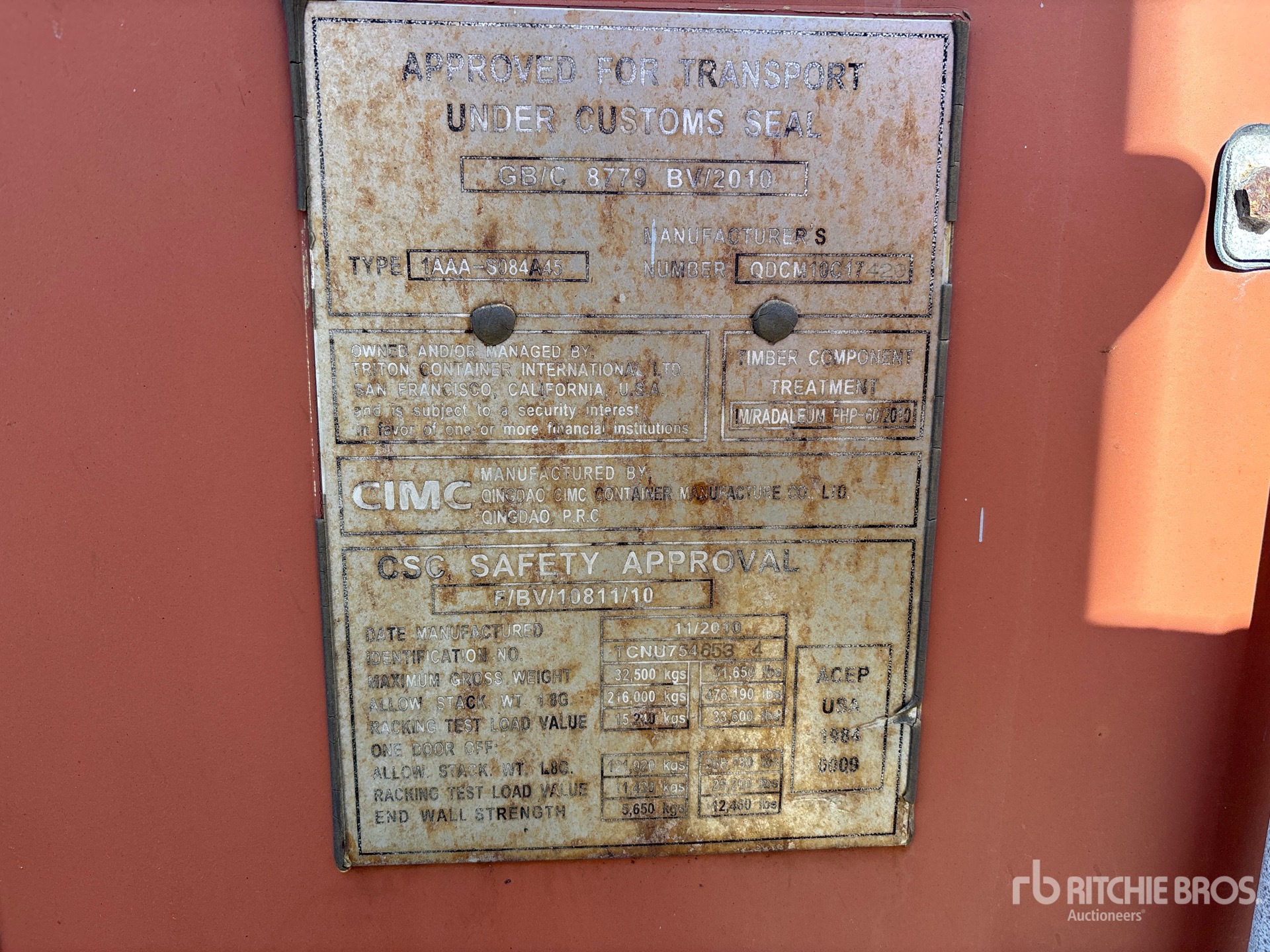 General Appearance with Serial Number / VIN