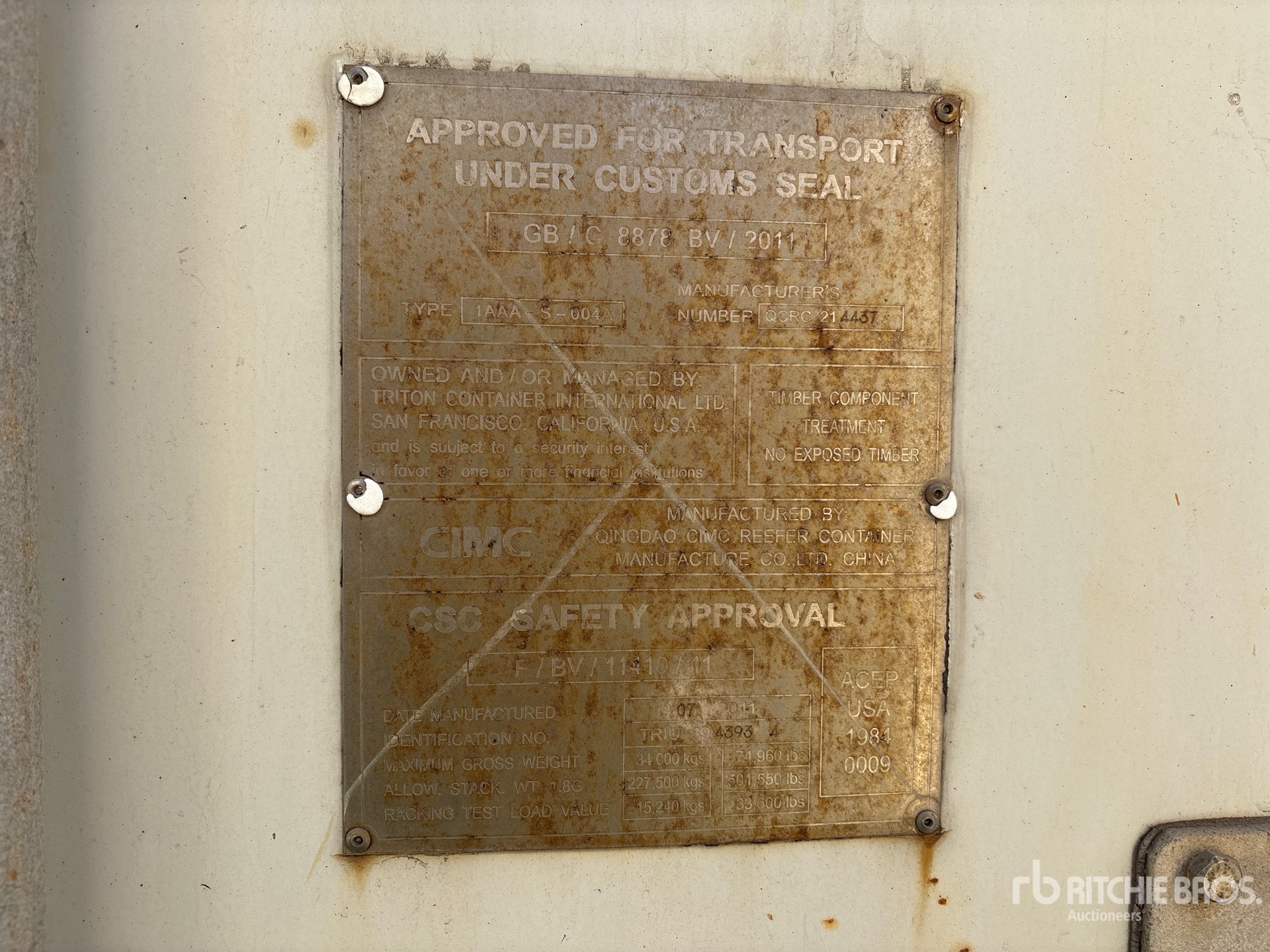 General Appearance with Serial Number / VIN