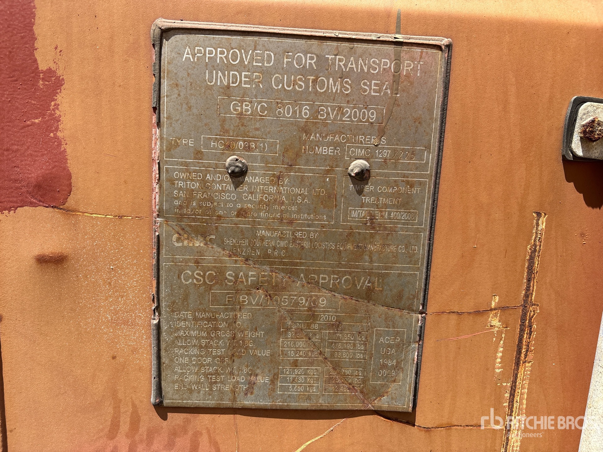 General Appearance with Serial Number / VIN
