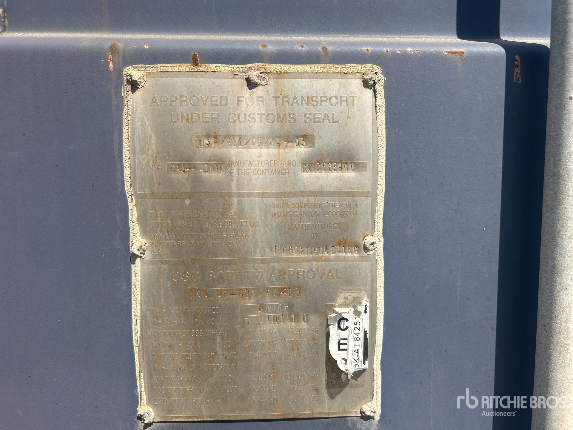 General Appearance with Serial Number / VIN