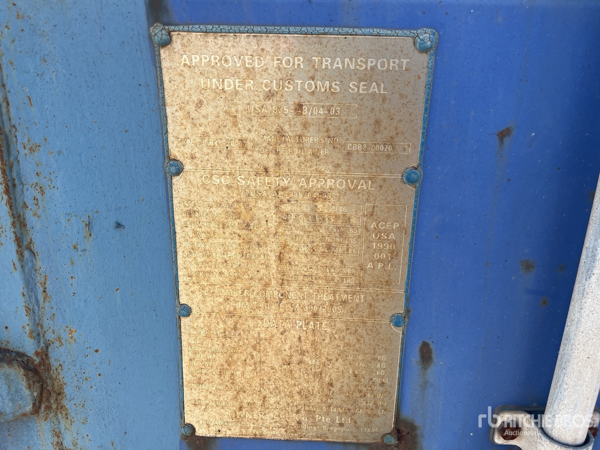 General Appearance with Serial Number / VIN