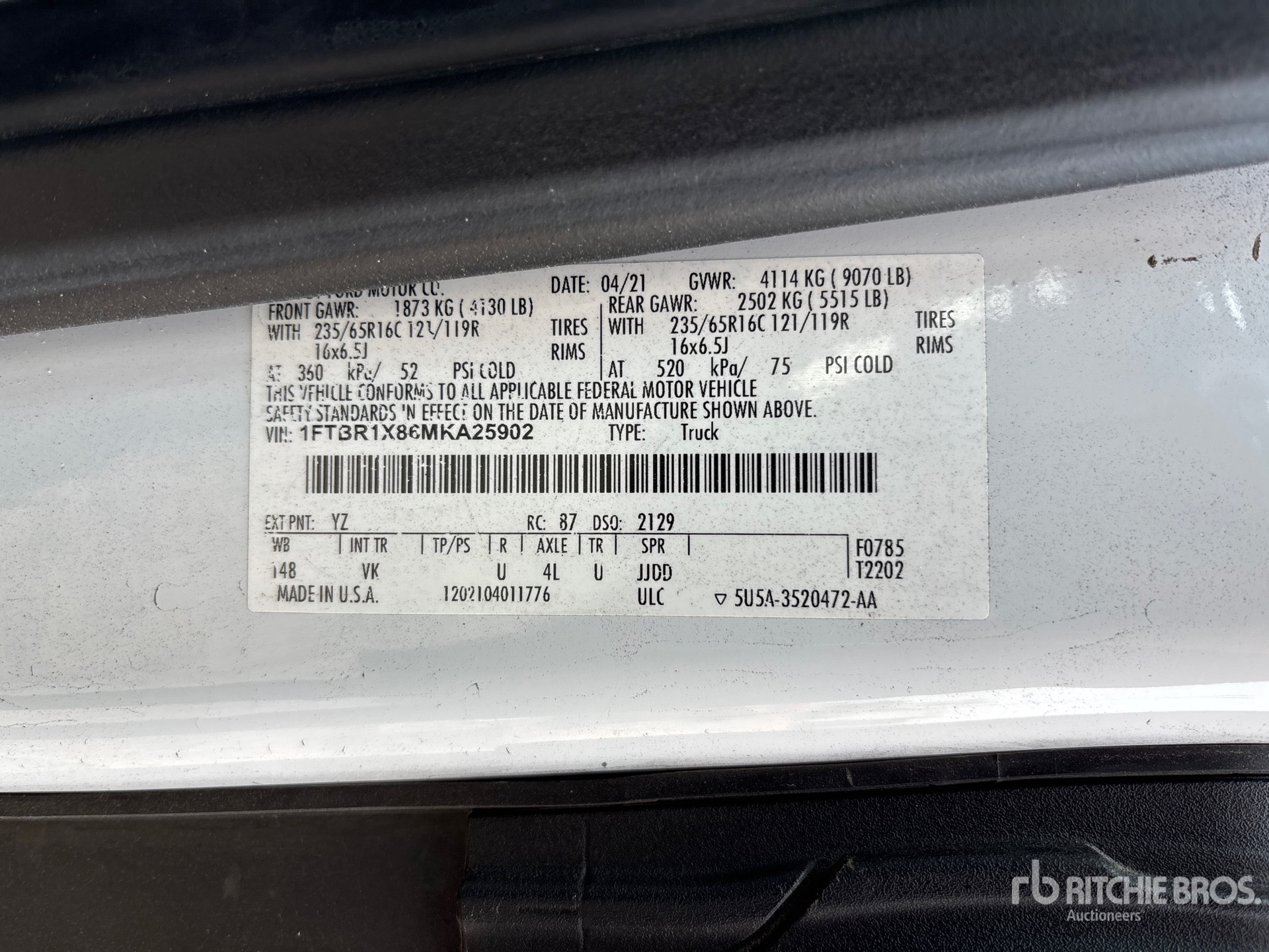 General Appearance with Serial Number / VIN