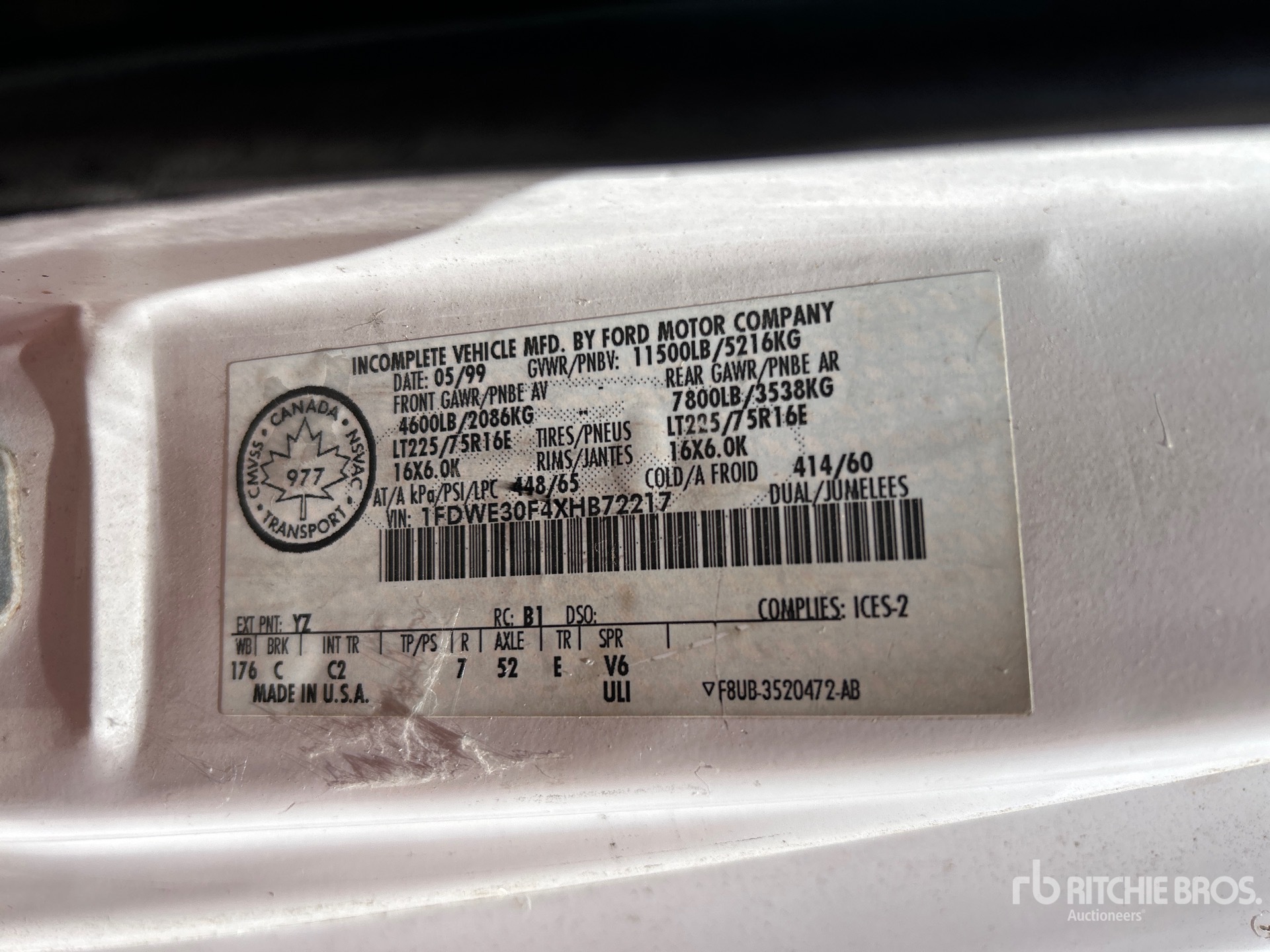 General Appearance with Serial Number / VIN