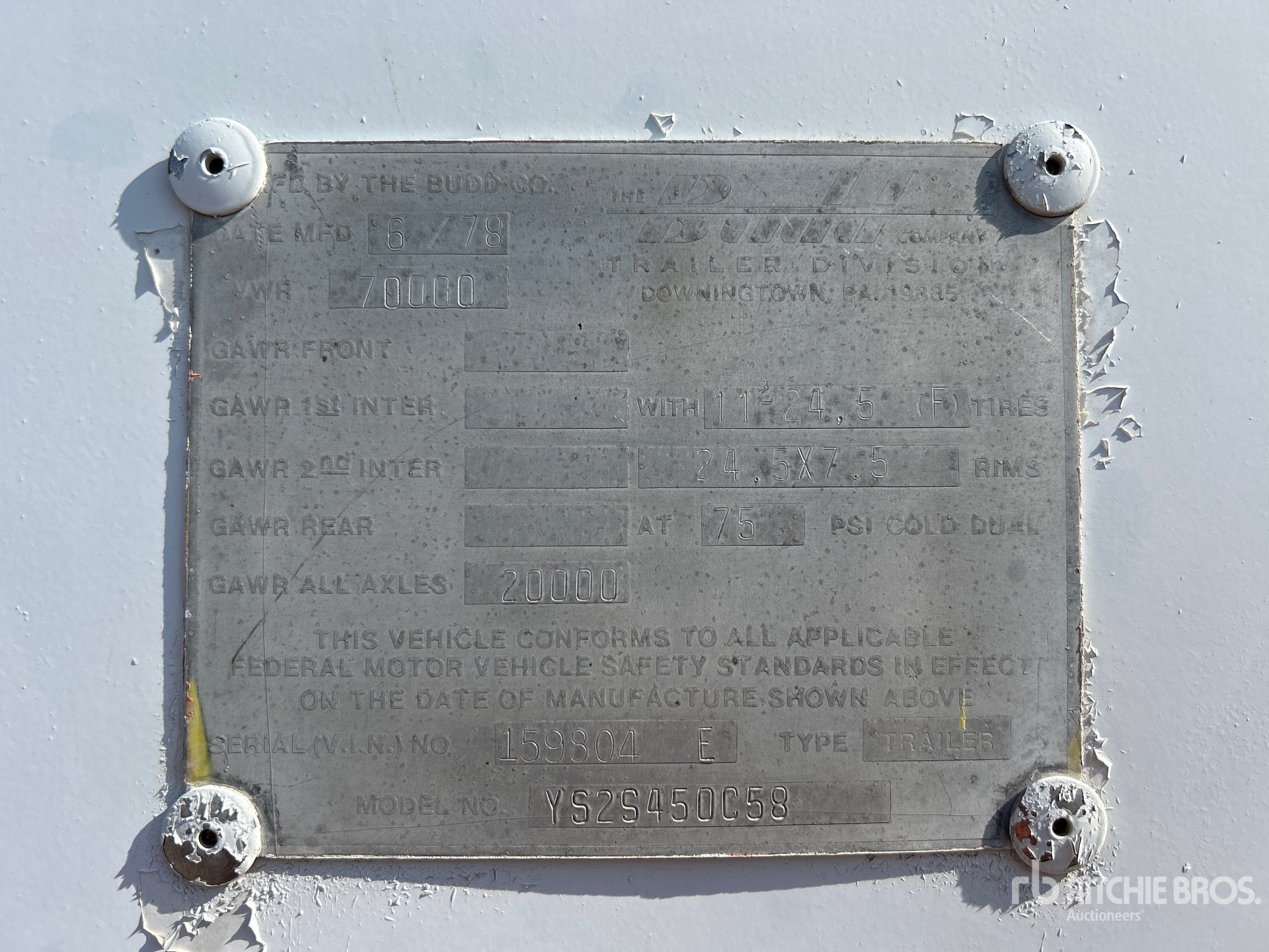 General Appearance with Serial Number / VIN