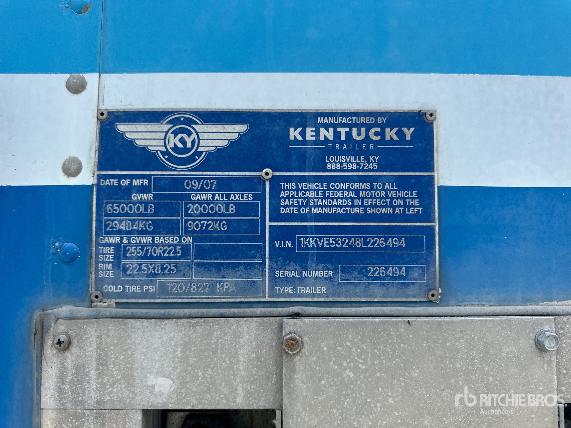 General Appearance with Serial Number / VIN