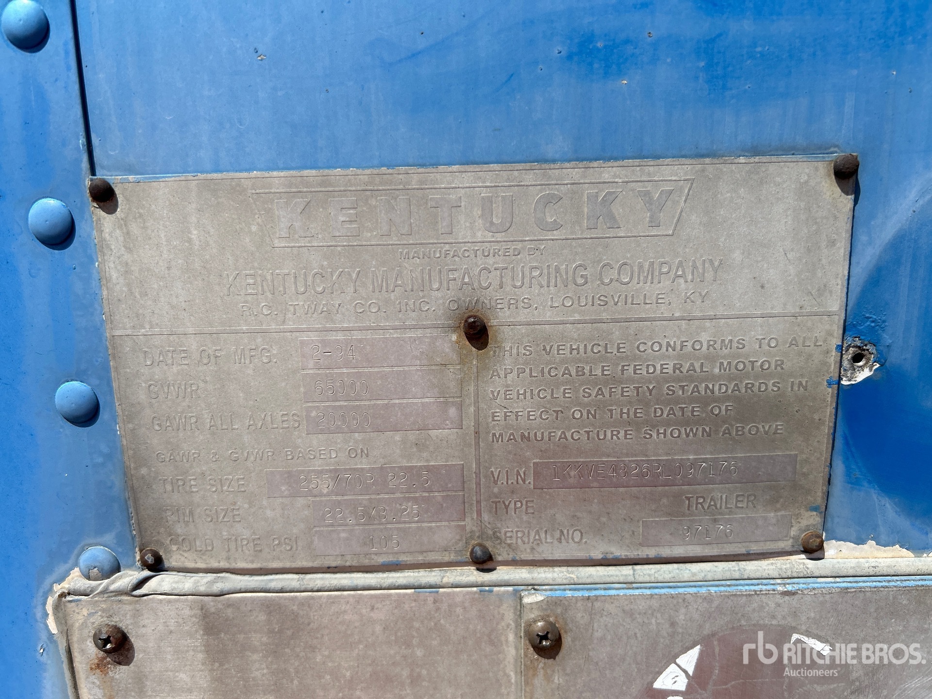 General Appearance with Serial Number / VIN